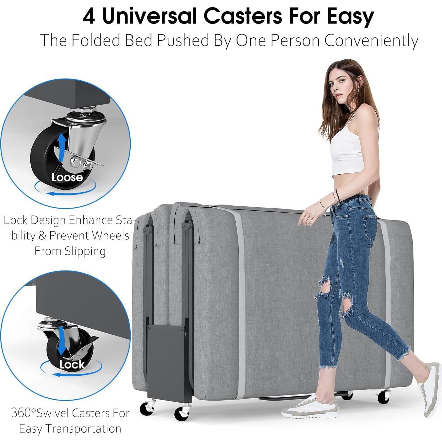 Cama Plegable Fabulis con Colchón Viscoelástico 190.5x96.5cm