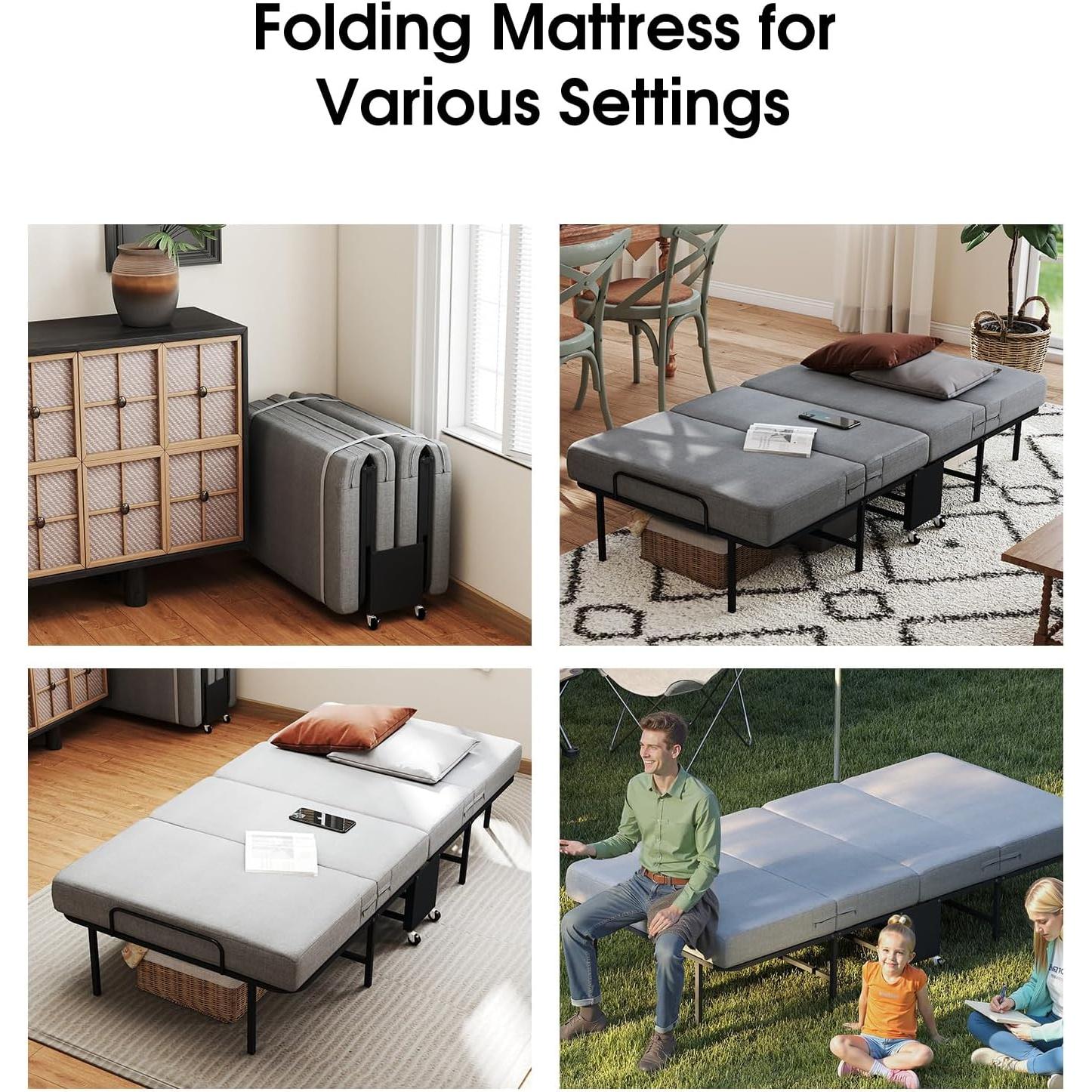 Cama Plegable Fabulis con Colchón Viscoelástico 190.5x96.5cm