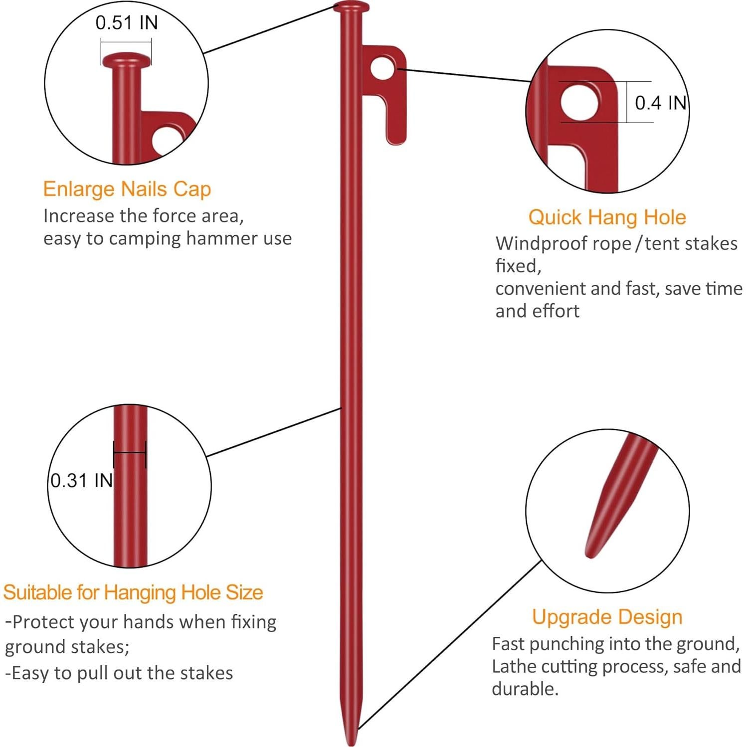 Estacas de Camping RIY de Acero Forjado 30 cm - Paquete de 8