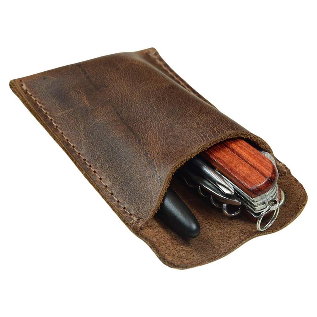 Funda de bolsillo EDC Hide & Drink en cuero marrón Bourbon