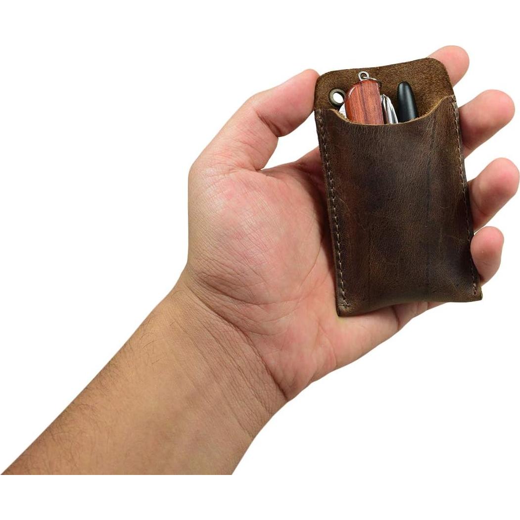 Funda de bolsillo EDC Hide & Drink en cuero marrón Bourbon