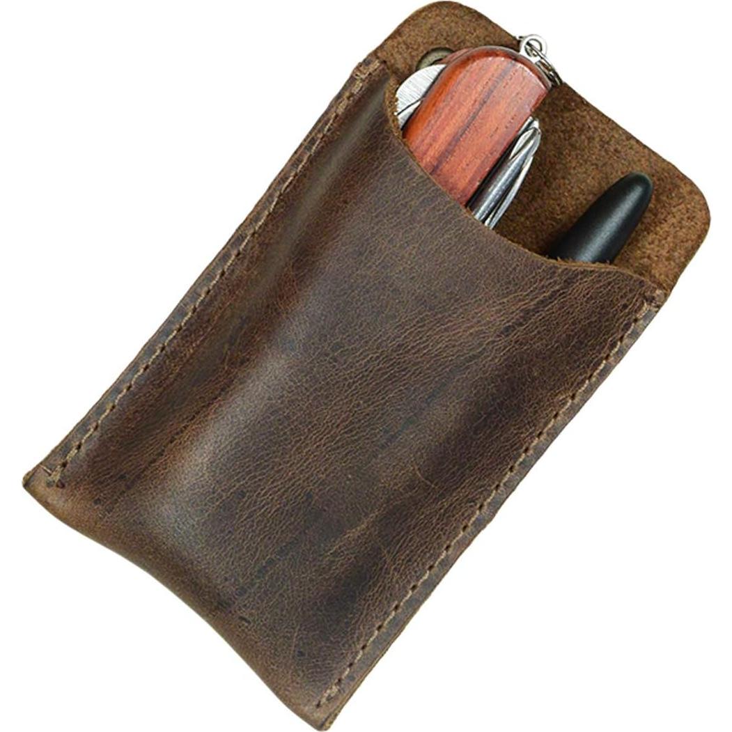 Funda de bolsillo EDC Hide & Drink en cuero marrón Bourbon