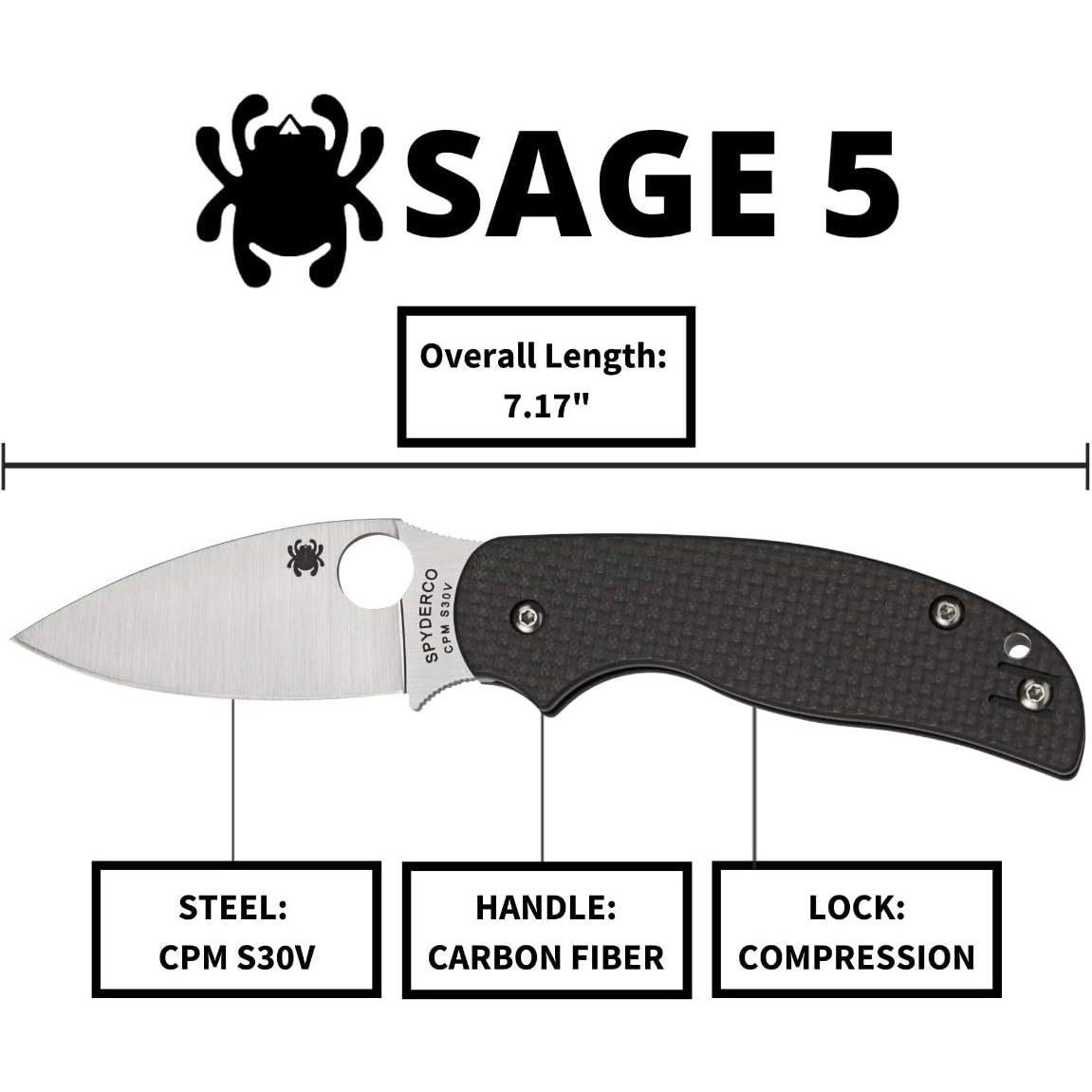 Cuchillo Plegable Spyderco Sage 5 con Hoja de Acero S30V 7.62 cm