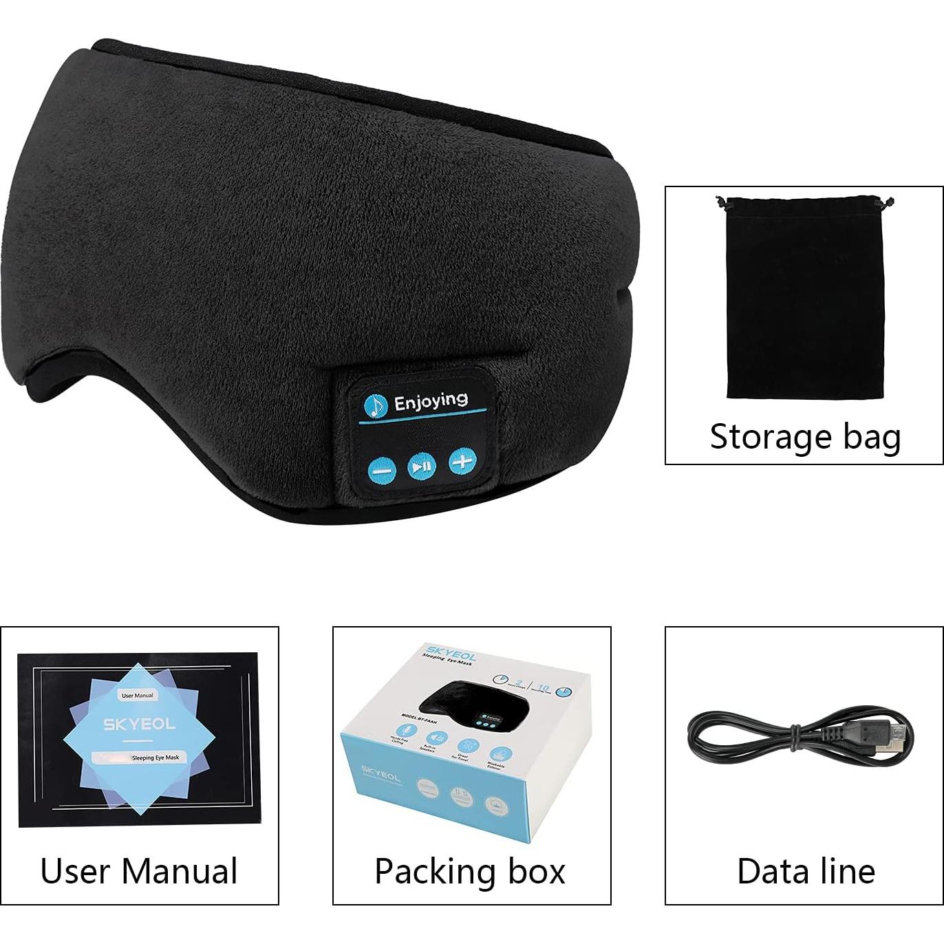 Máscara de Sueño Inalámbrica SKEYEOL con Altavoces y Micrófono