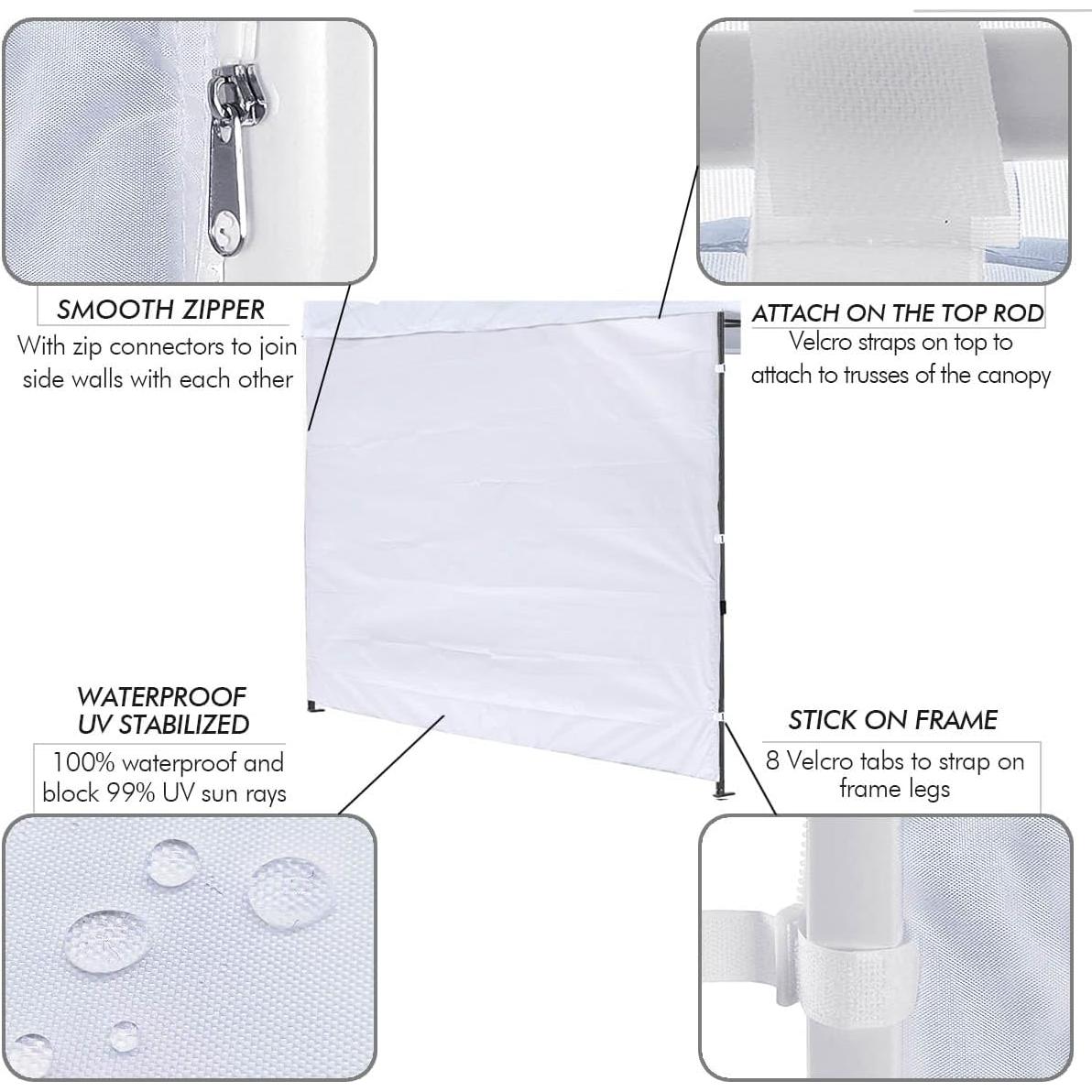 Pared Lateral Toldo 10x10 OnTheWay Blanca 3 Piezas Impermeable