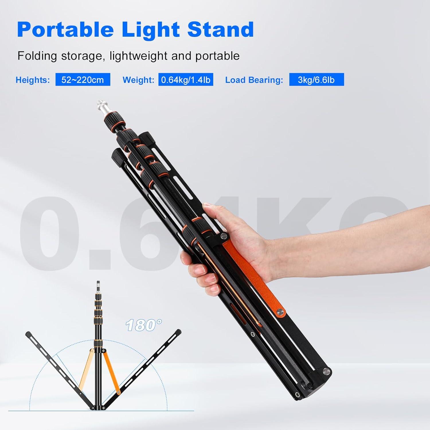 Soporte de Luz de Viaje 2.2m Aleación de Aluminio Ajustable