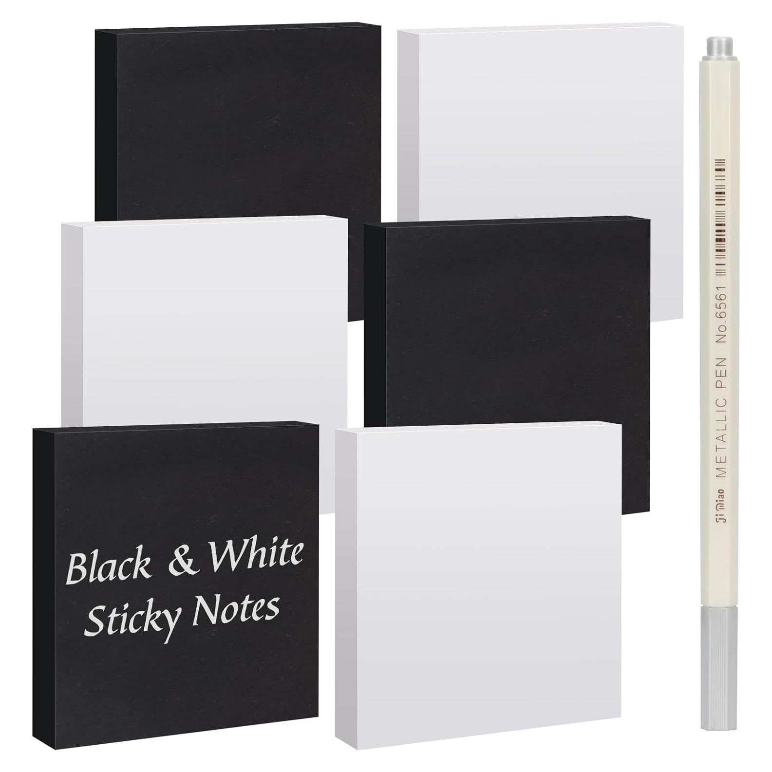 Notas Adhesivas NatureTouch 6 Piezas 3x3" Negro y Blanco