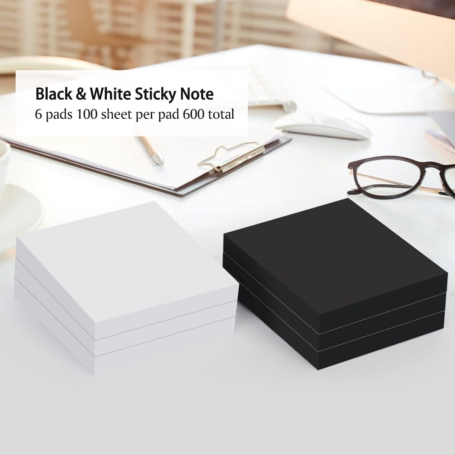 Notas Adhesivas NatureTouch 6 Piezas 3x3" Negro y Blanco