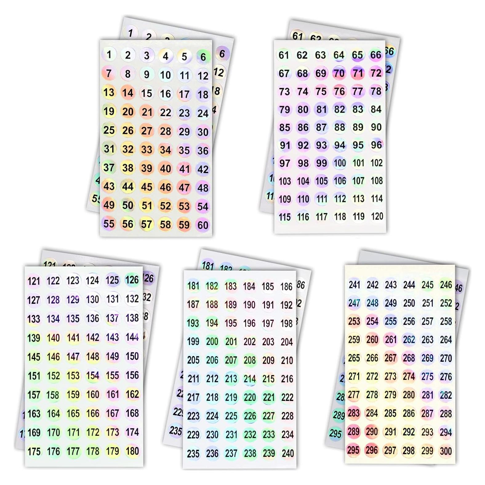 2 Juegos de Etiquetas Holográficas URGINO 1-300 para Organizar