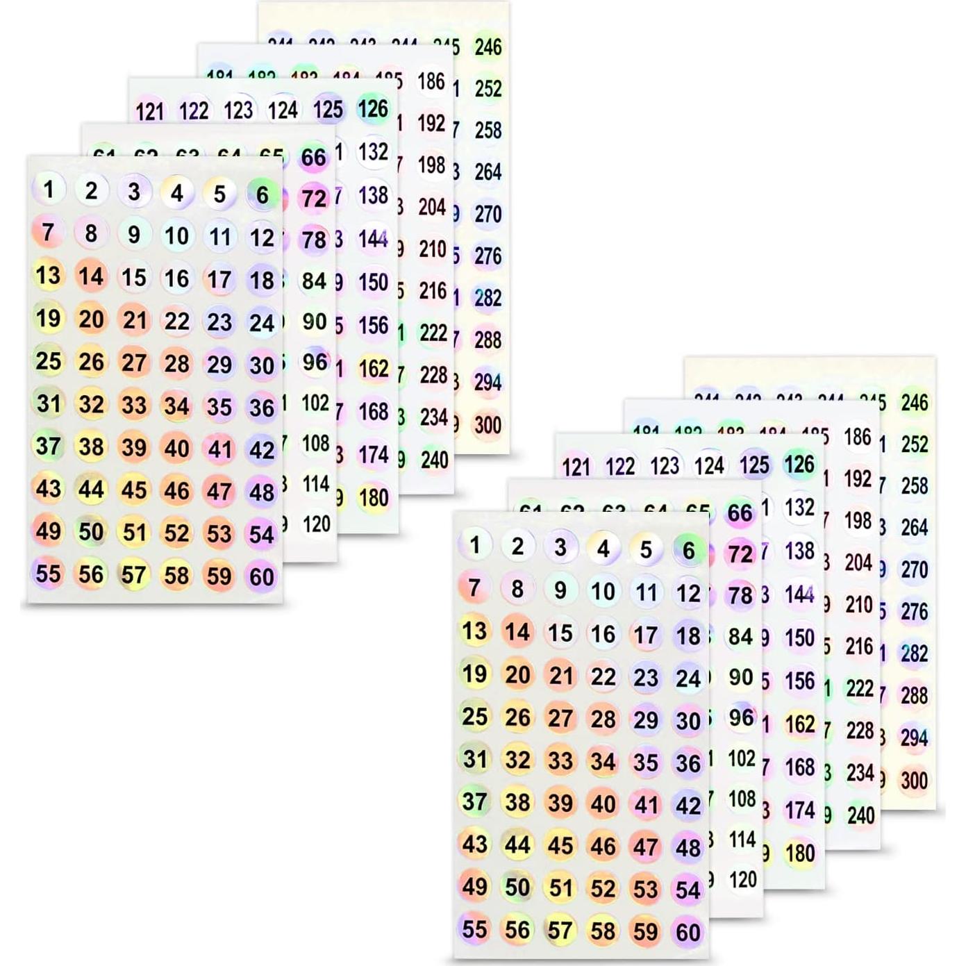 2 Juegos de Etiquetas Holográficas URGINO 1-300 para Organizar