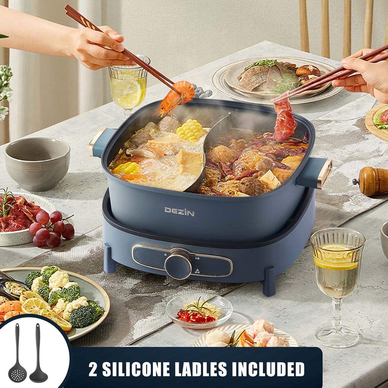 Olla Eléctrica DEZIN Shabu Shabu 5.5L Doble Sabor Antiadherente
