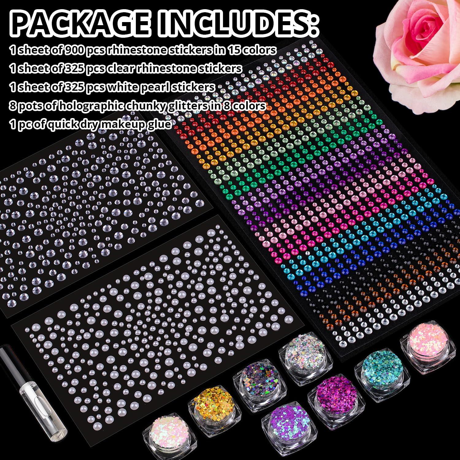 Juego de Gemas Faciales y Brillo Grueso BLLEBOOST 1550 Pcs