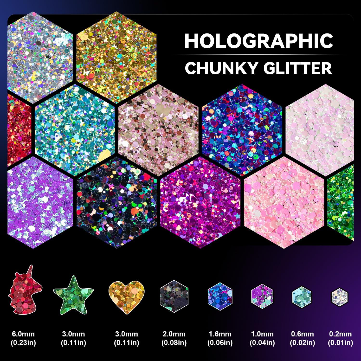 Juego de Gemas Faciales y Brillo Grueso BLLEBOOST 1550 Pcs