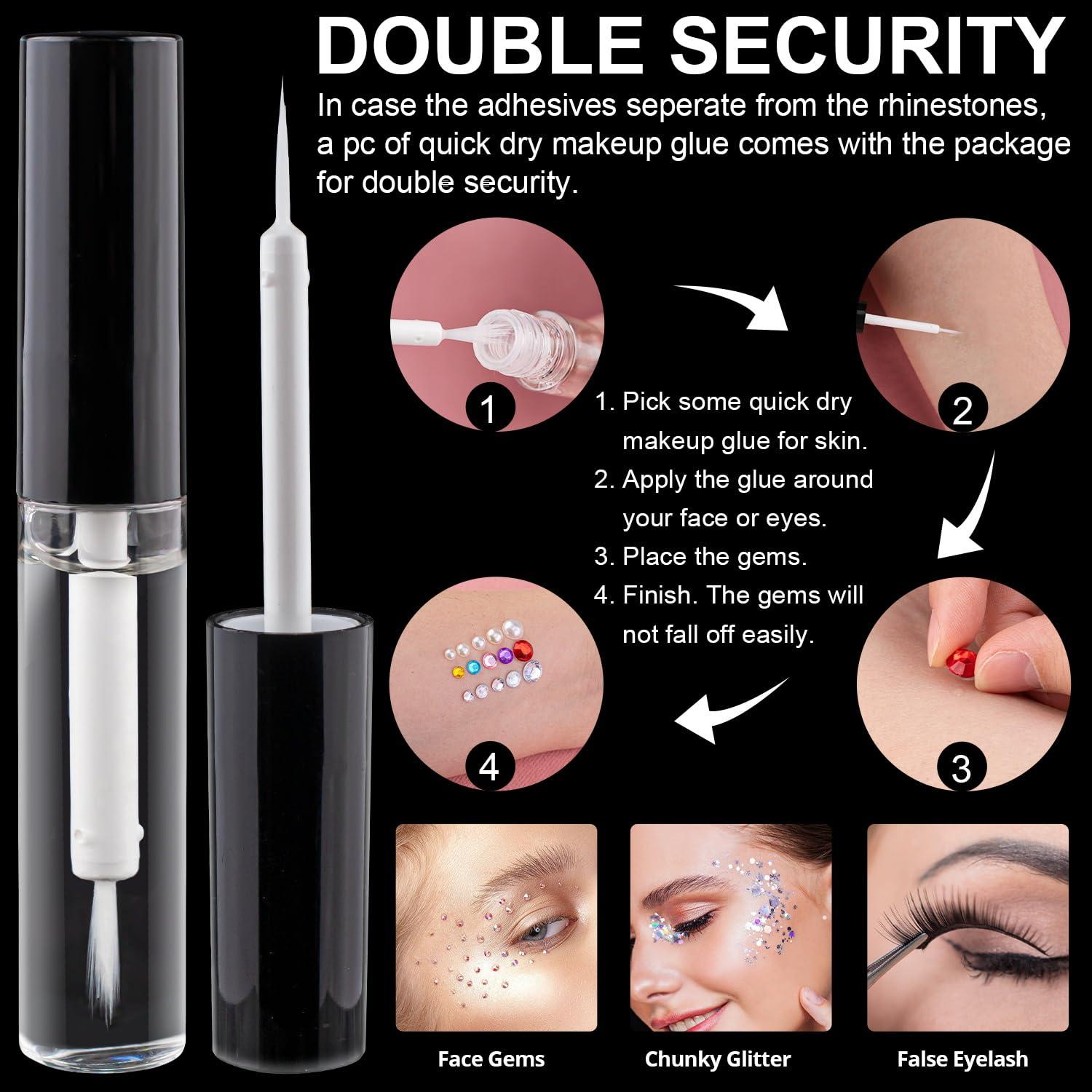 Juego de Gemas Faciales y Brillo Grueso BLLEBOOST 1550 Pcs