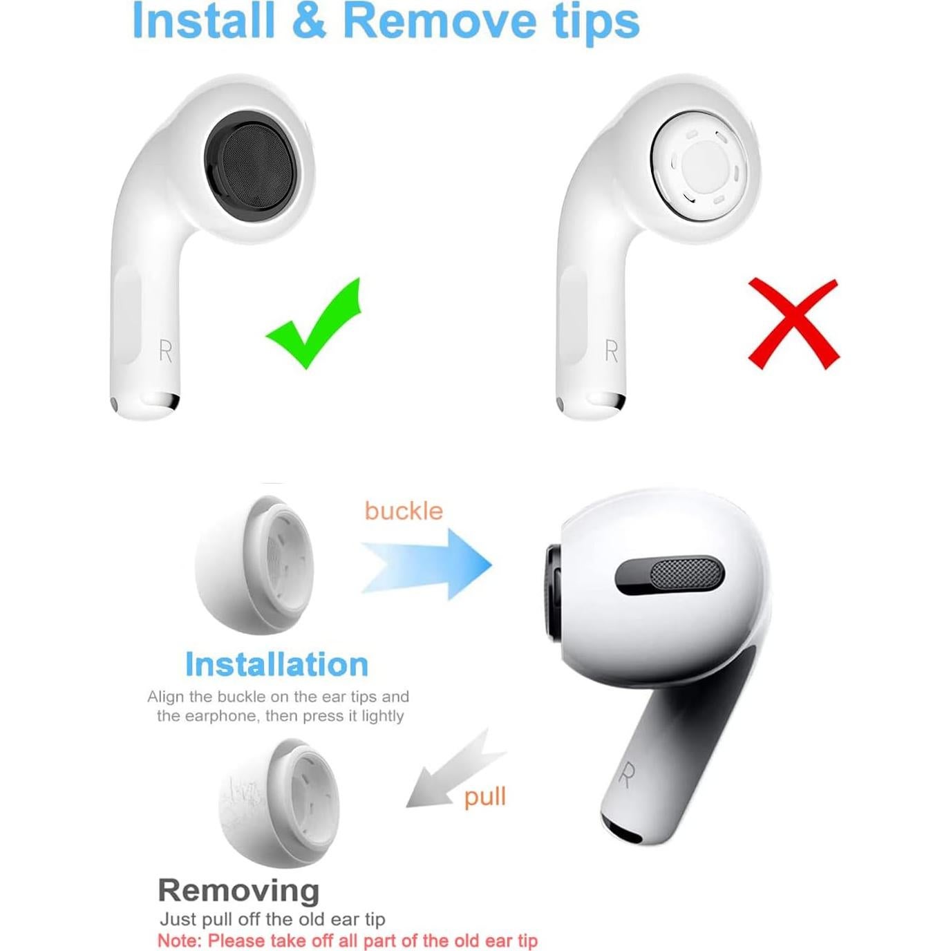 Puntas de Silicona para AirPods Pro MEEAJA - 3 Pares S/M/L