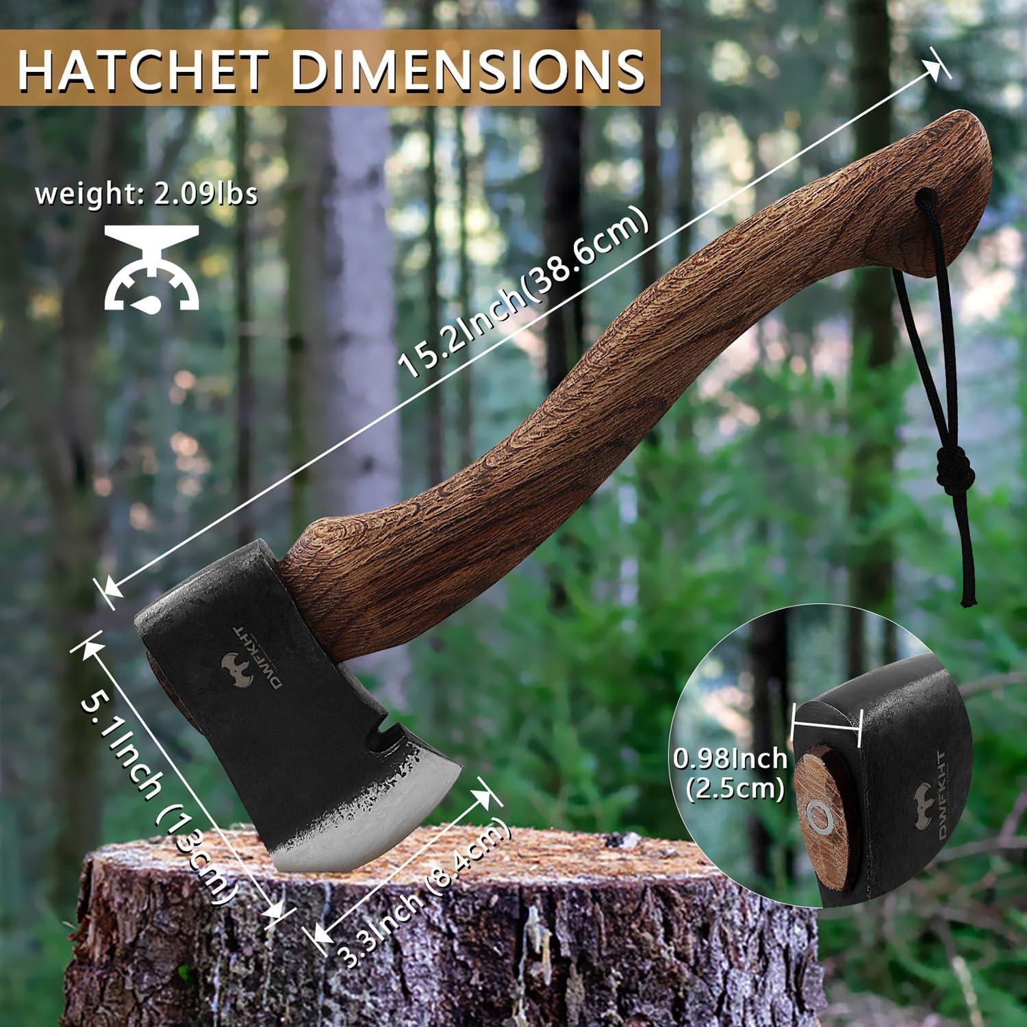 Hacha de Camping DWFKHT Forjada a Mano 38.61 cm Acero 1065