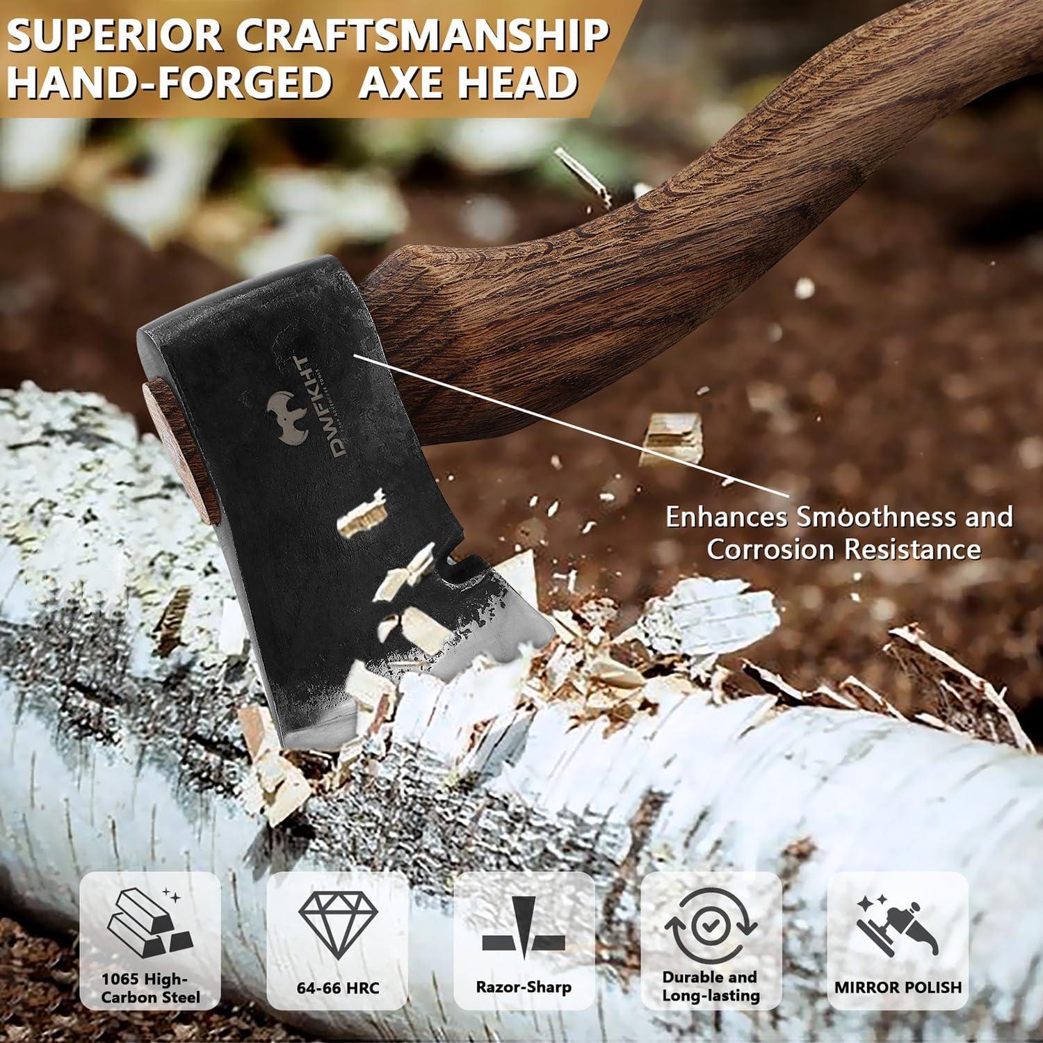 Hacha de Camping DWFKHT Forjada a Mano 38.61 cm Acero 1065