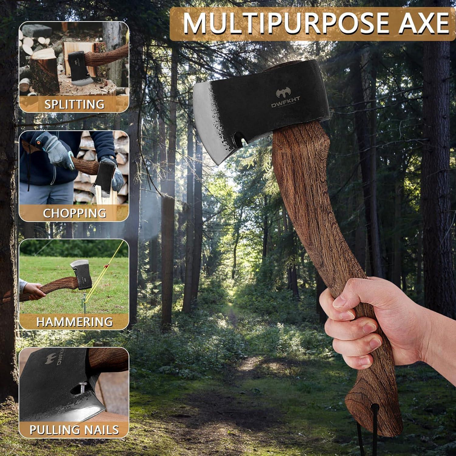 Hacha de Camping DWFKHT Forjada a Mano 38.61 cm Acero 1065