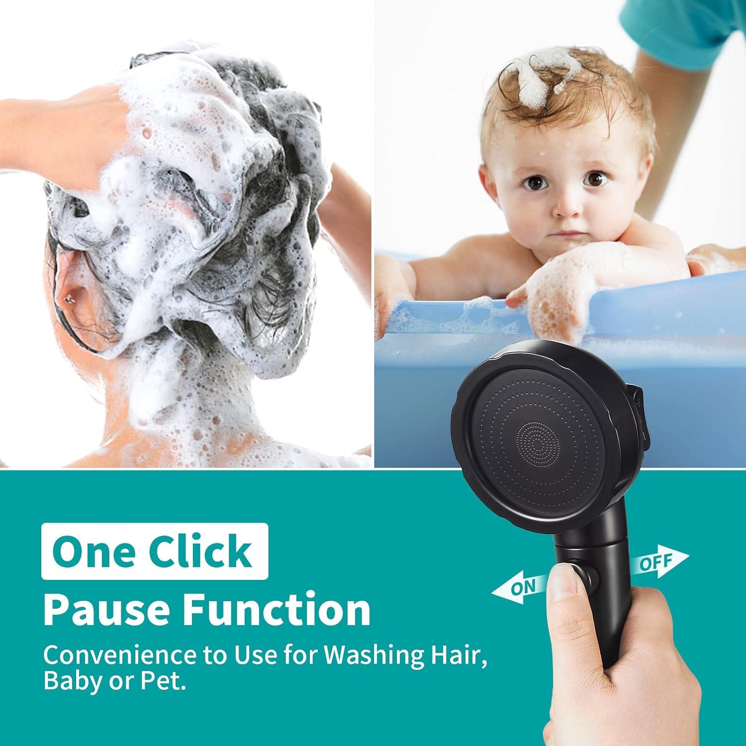 Cabezal de Ducha MIAOHUI Mano 3 Modos Alta Presión Negro