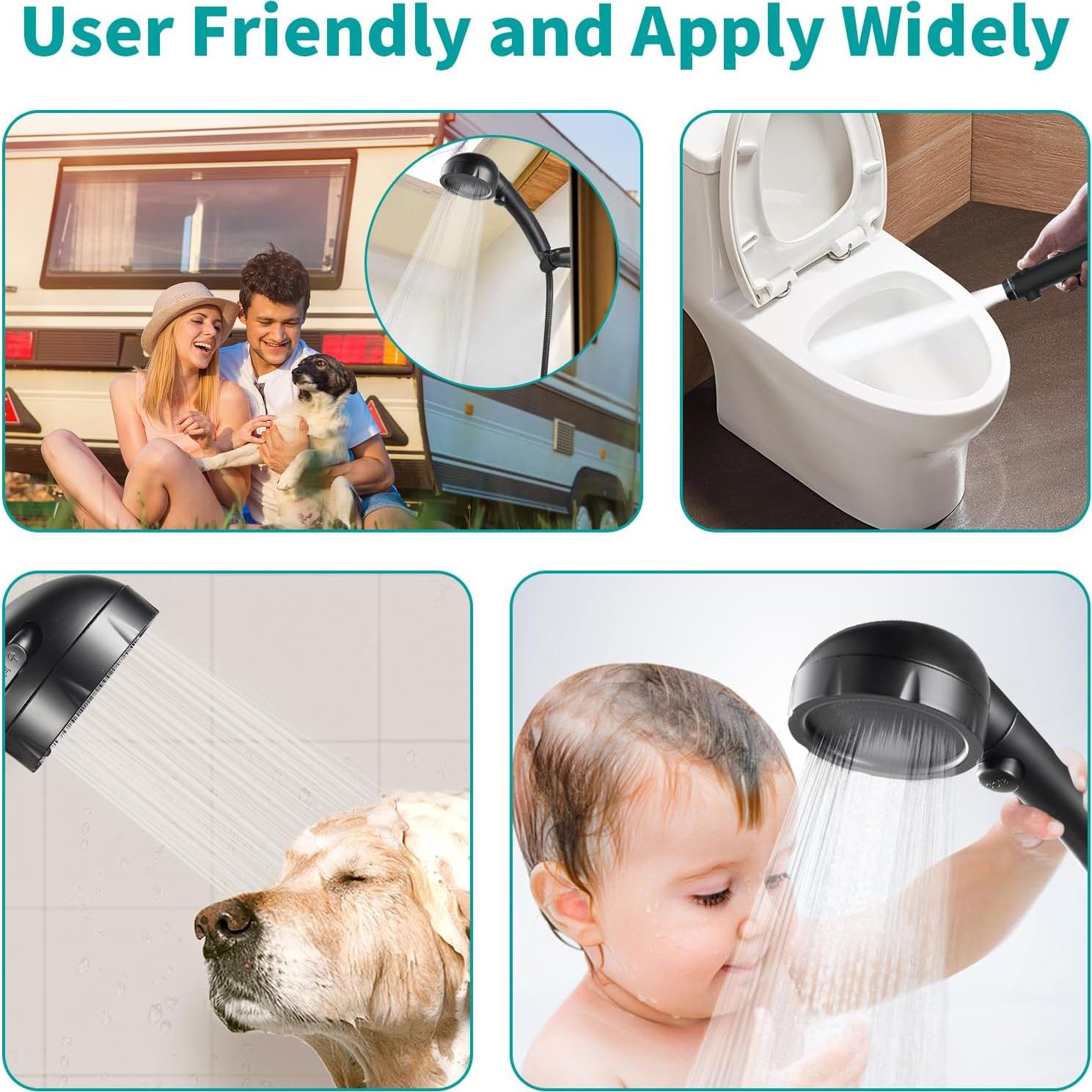 Cabezal de Ducha MIAOHUI Mano 3 Modos Alta Presión Negro