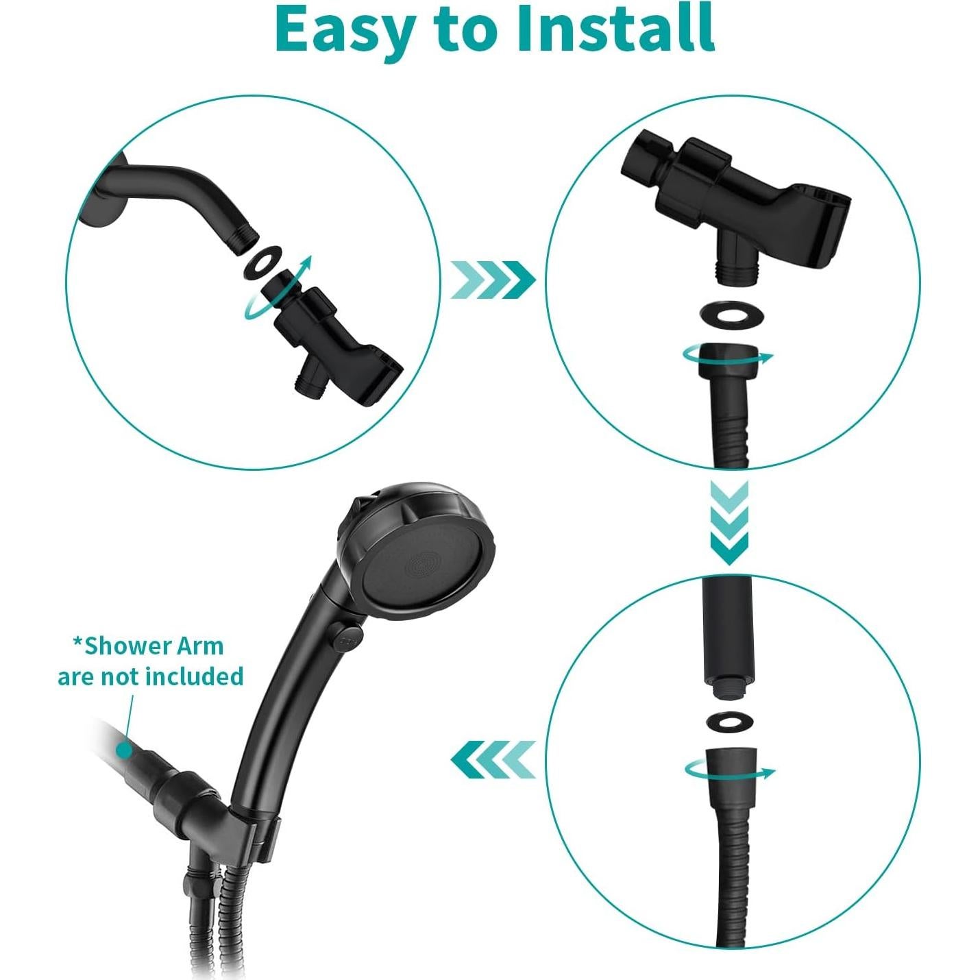 Cabezal de Ducha MIAOHUI Mano 3 Modos Alta Presión Negro