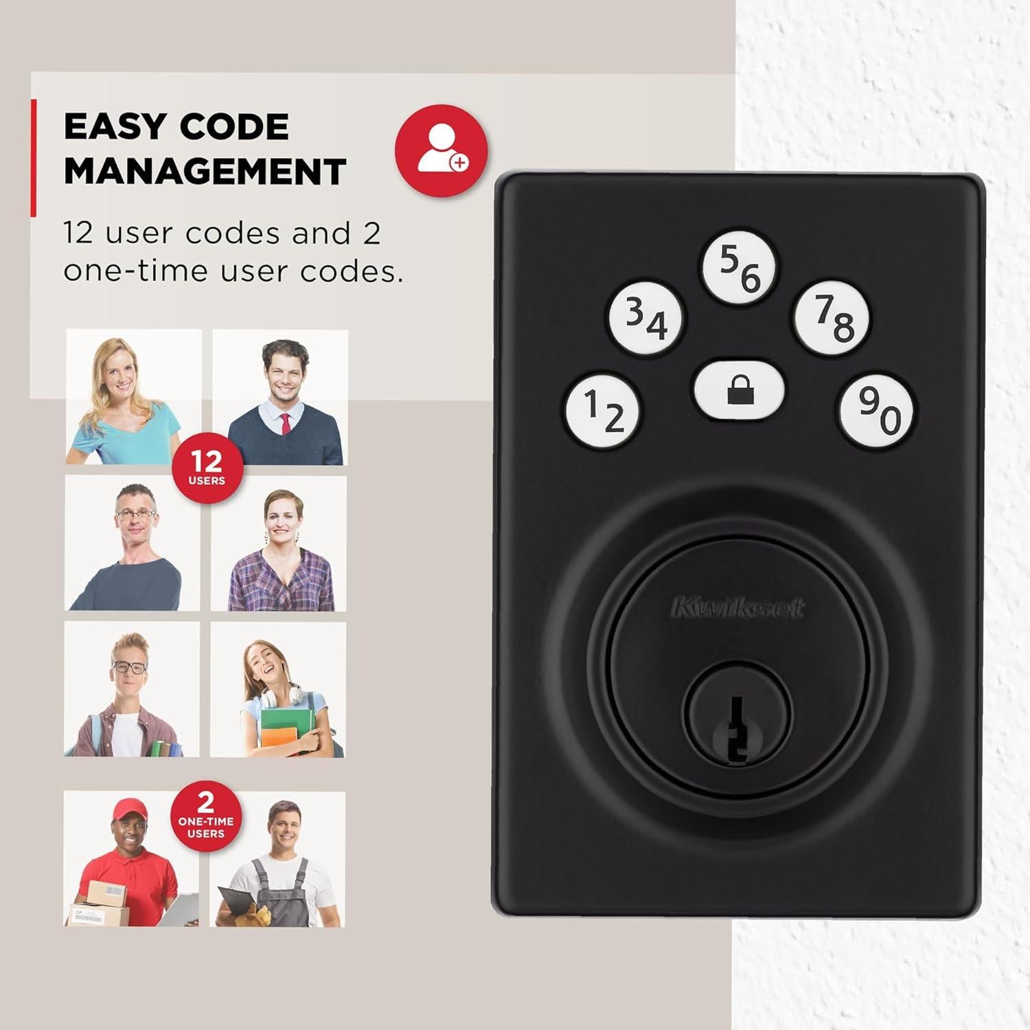 Cerradura Electrónica Kwikset Powerbolt 240 Teclado Negro Mate