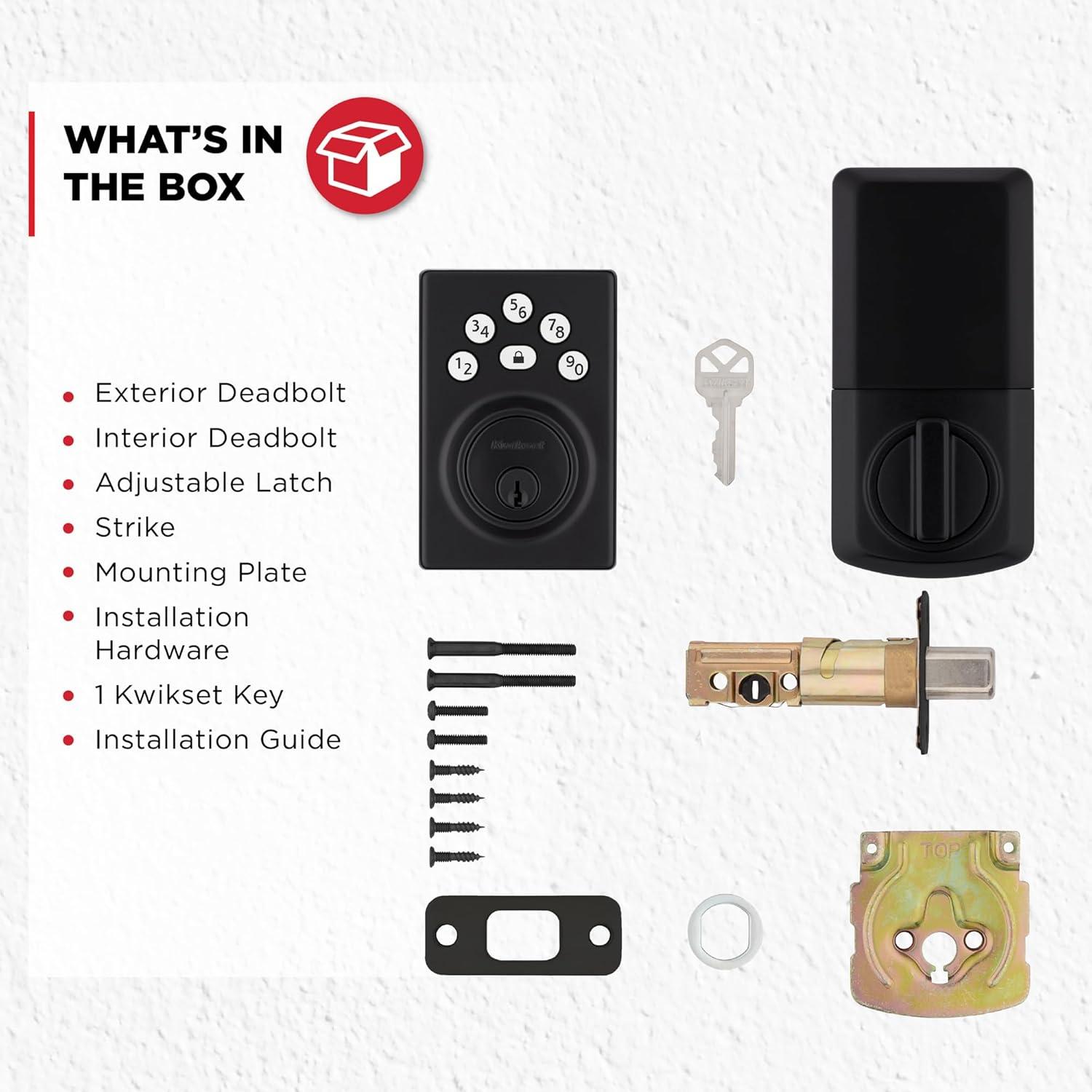 Cerradura Electrónica Kwikset Powerbolt 240 Teclado Negro Mate