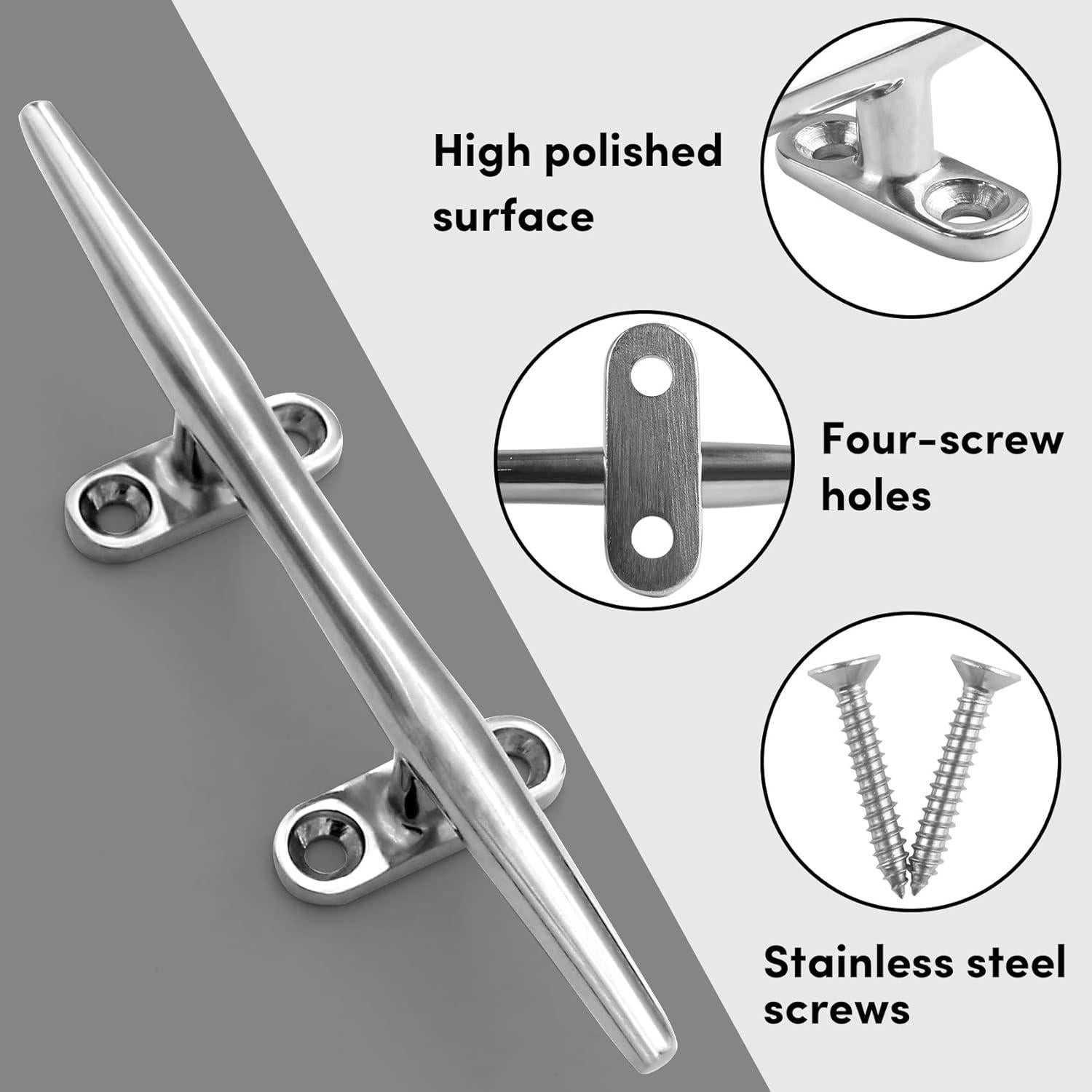 Cleats de barco ORLANG de acero inoxidable 316 - 20.32 cm (2 unidades)