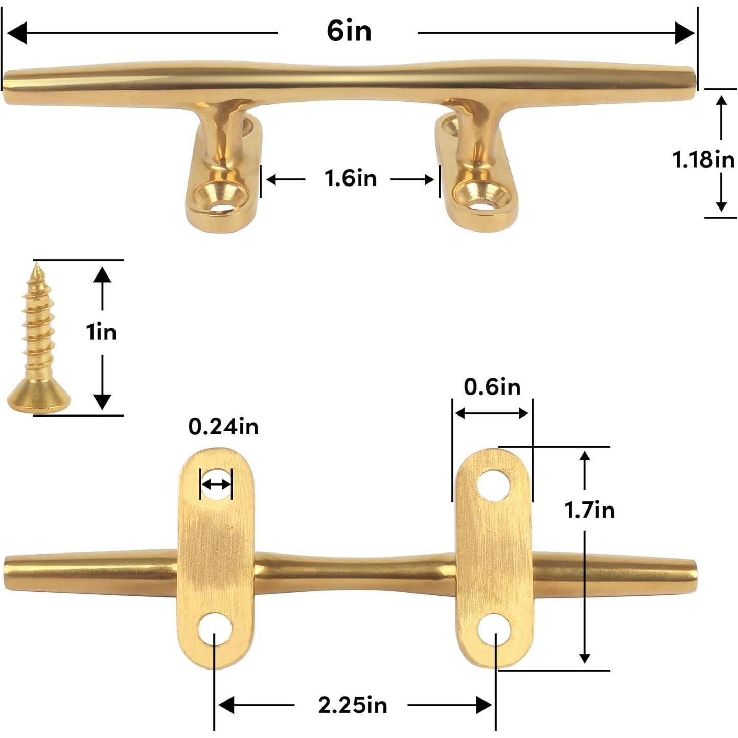 Cleats de Barco 6" Acero Inoxidable 316 ORLANG - 4 Piezas