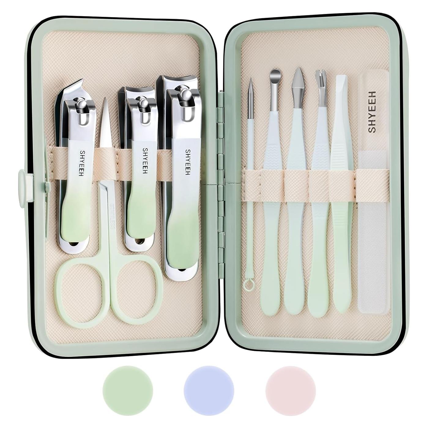 Kit de Manicura y Pedicura 10 Piezas SYHEEH con Funda de Cuero
