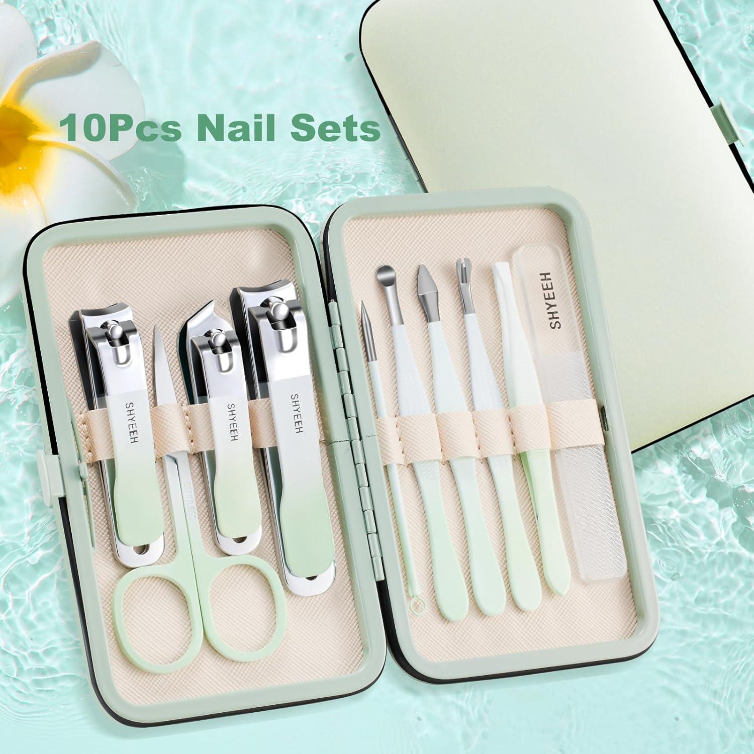 Kit de Manicura y Pedicura 10 Piezas SYHEEH con Funda de Cuero