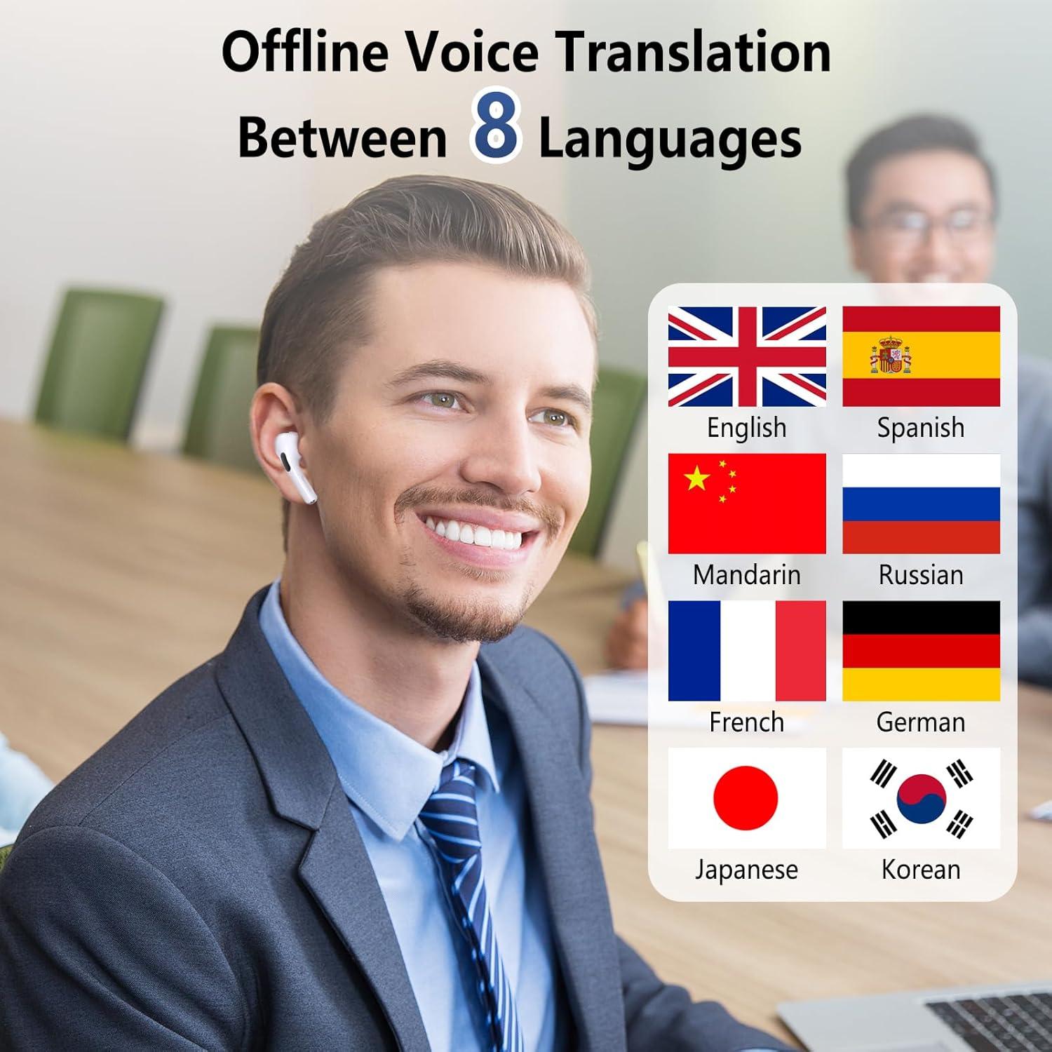 Auriculares Traductores de Idiomas KUONAOLIFE Blanco - 144 Idiomas