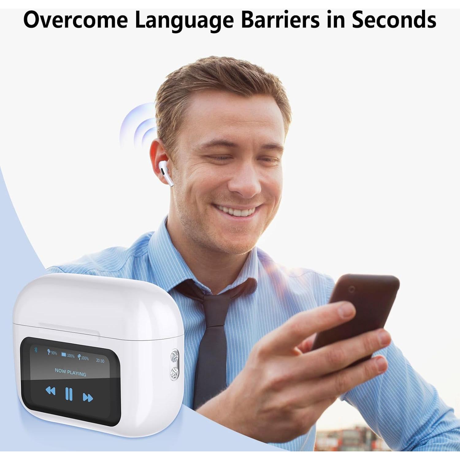 Auriculares Traductores de Idiomas KUONAOLIFE Blanco - 144 Idiomas