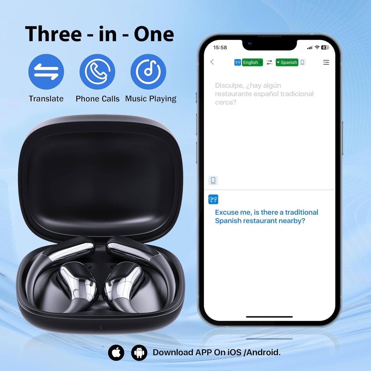 Auriculares Traductores de Idiomas AI A38 Negro - 144 Idiomas