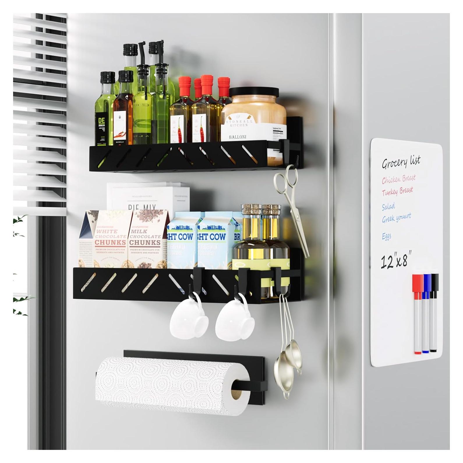 Estante Magnético para Especias FullyWarms - 4 Piezas Negro