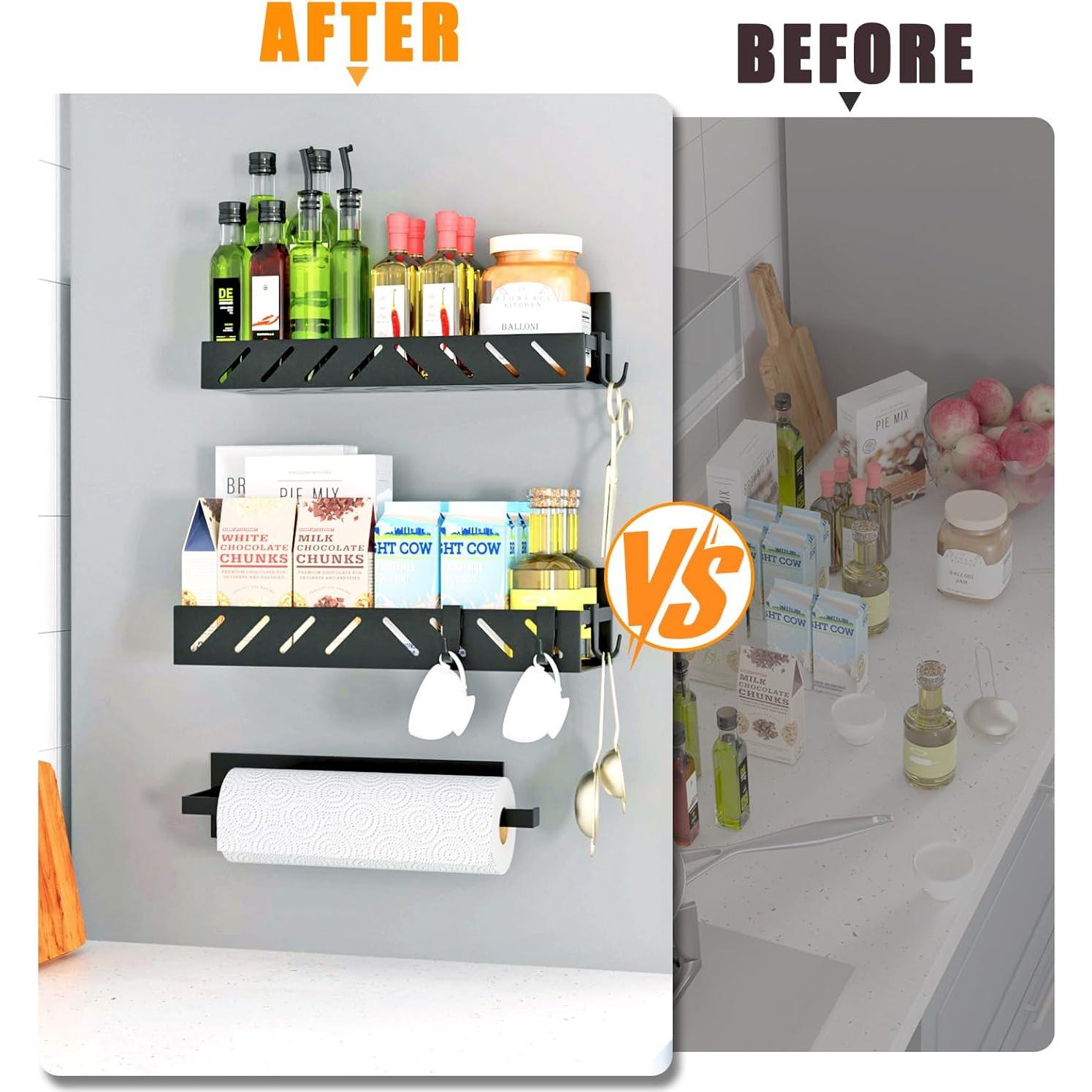 Estante Magnético para Especias FullyWarms - 4 Piezas Negro