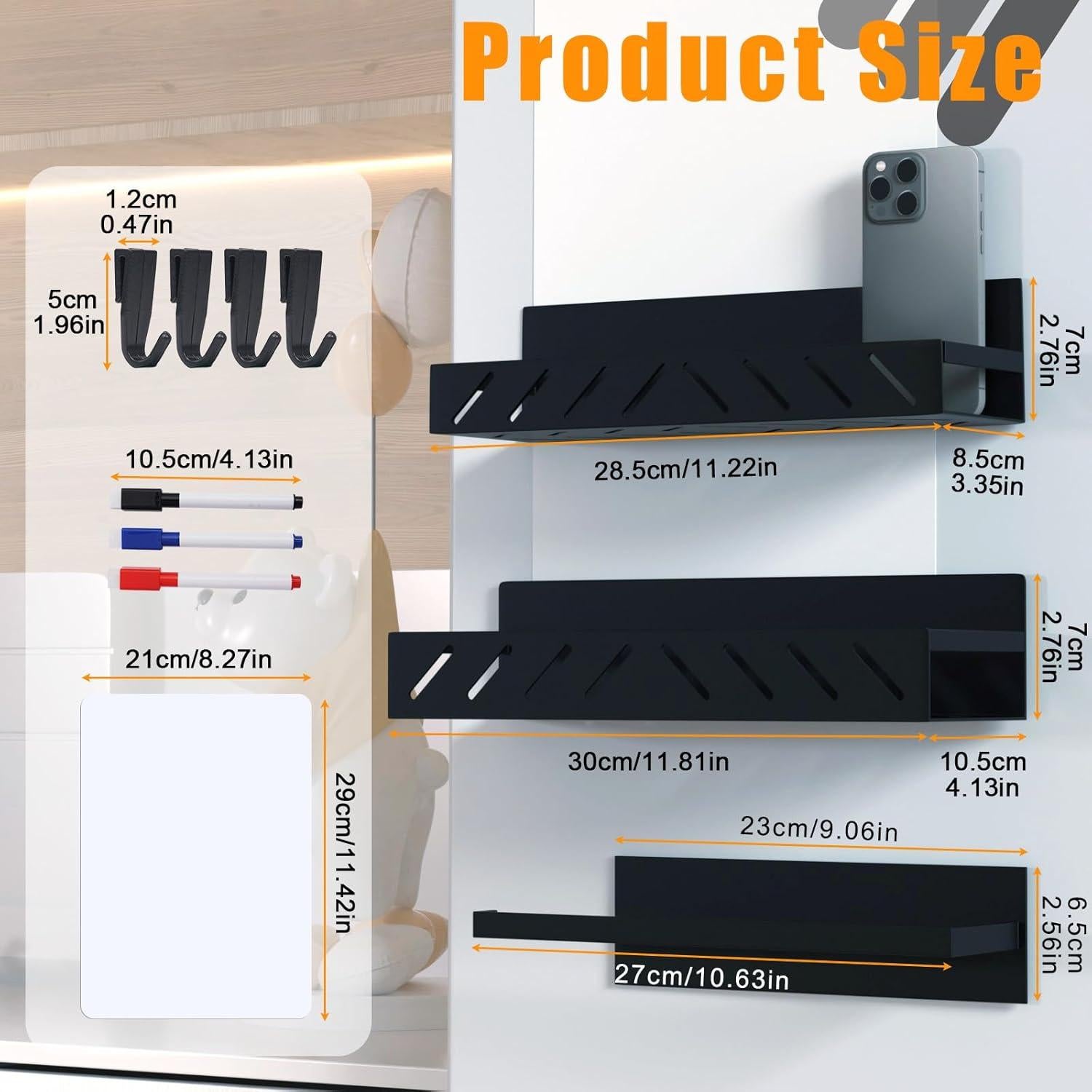 Estante Magnético para Especias FullyWarms - 4 Piezas Negro