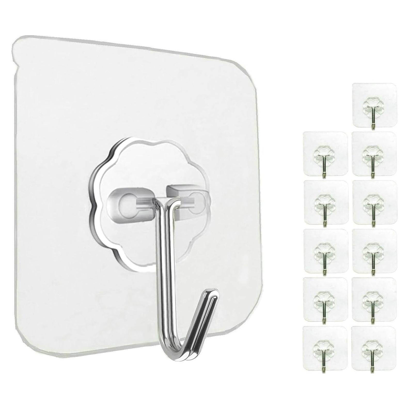 Ganchos Adhesivos Transparentes Jwxstore - 12 Piezas 15kg