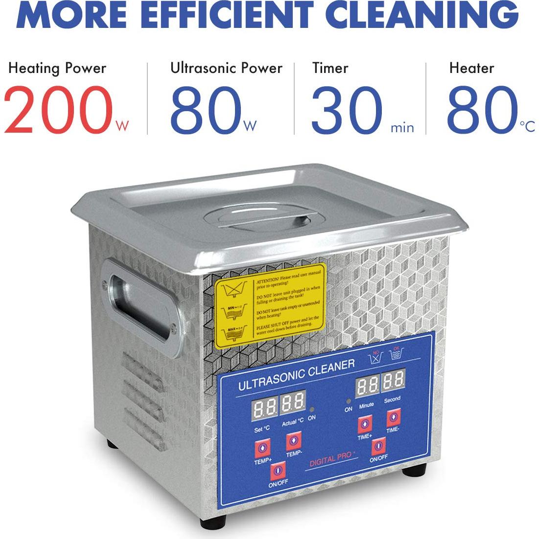 Limpiador de Piezas Ultrasónico 200W 2L Acero Inoxidable