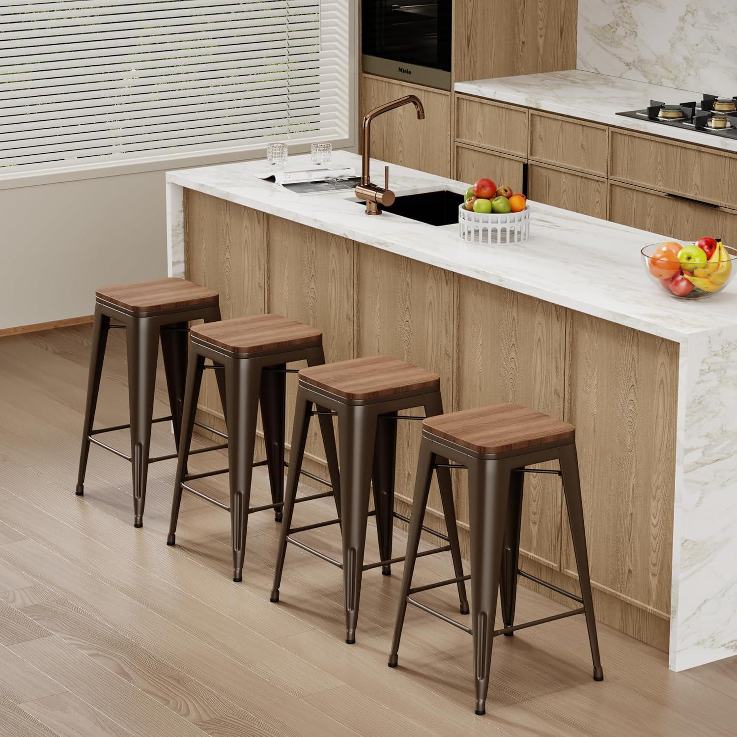 Taburetes de Bar Muebles Changjie 61 cm Bronce Juego de 4