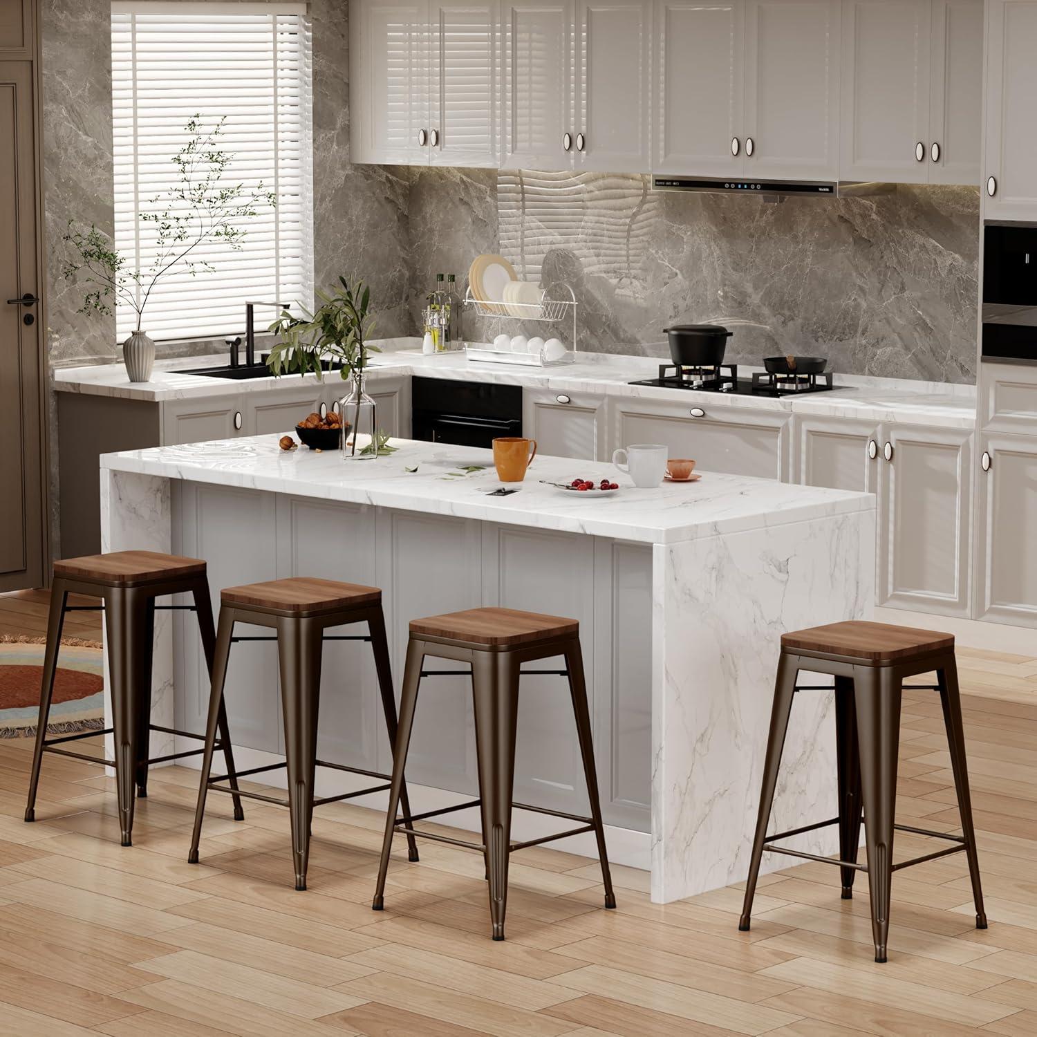 Taburetes de Bar Muebles Changjie 61 cm Bronce Juego de 4