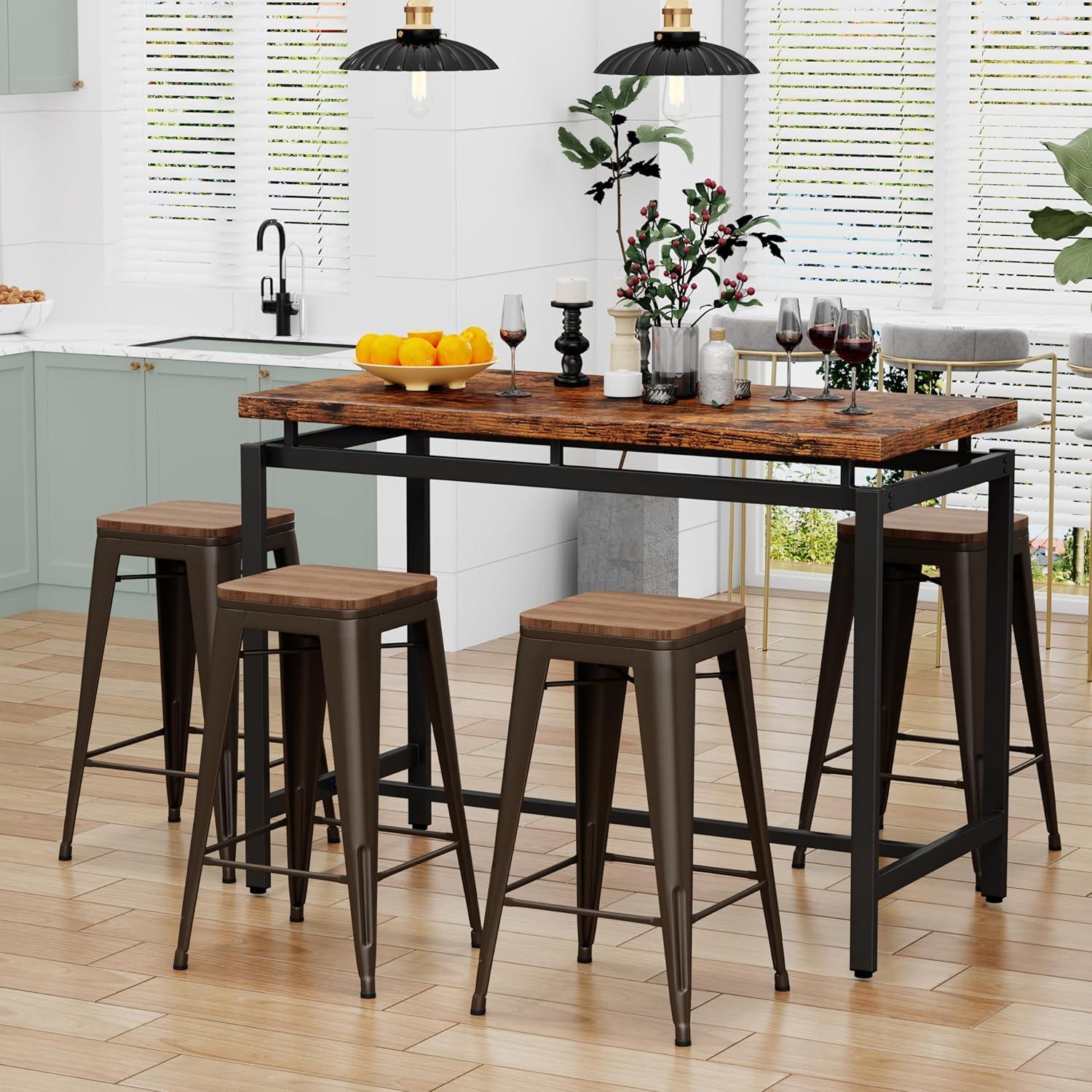 Taburetes de Bar Muebles Changjie 61 cm Bronce Juego de 4