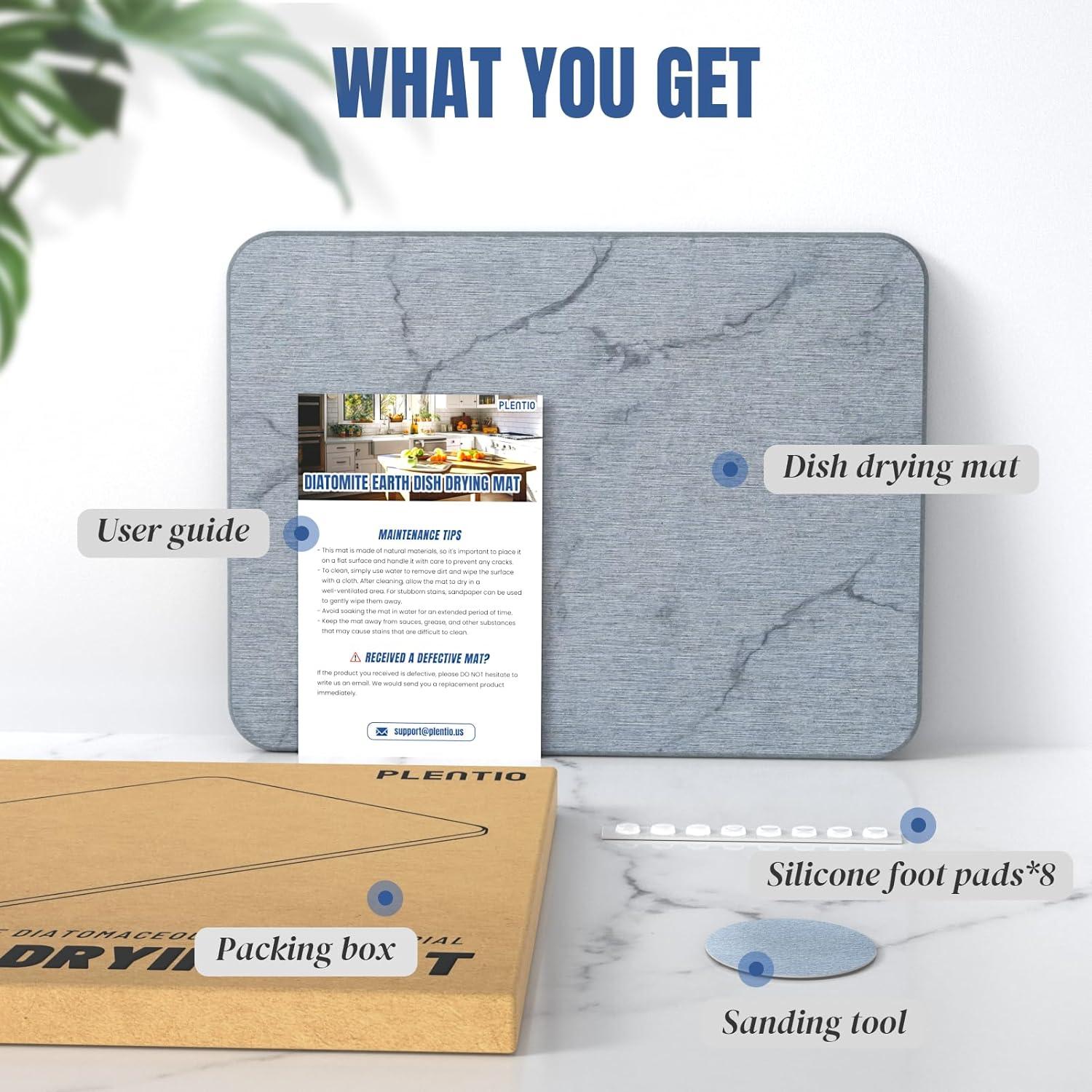 Alfombrilla de Secado Rápido Plentio 40x30 cm Diatomita