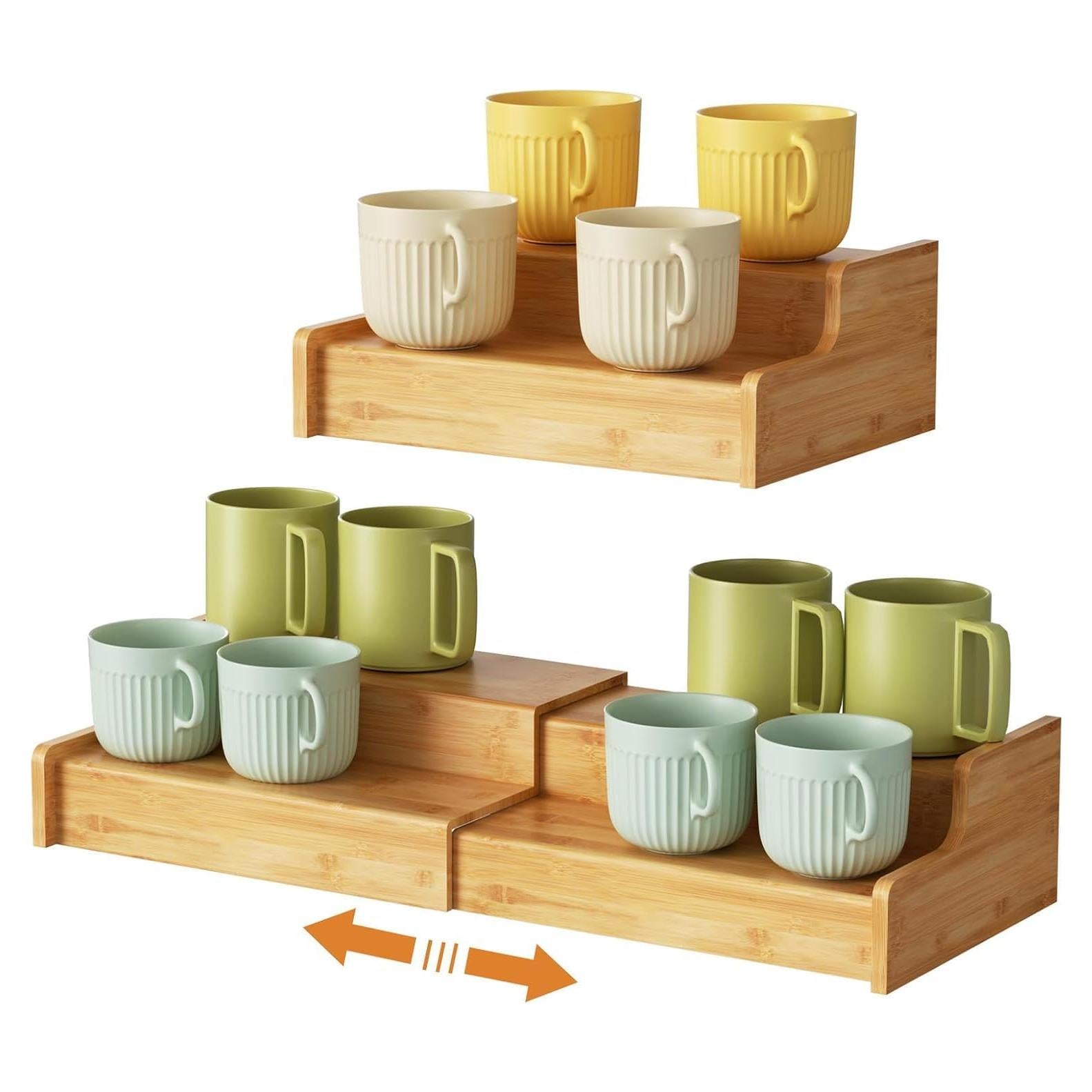 Soporte Expandible para Tazas de Bambú Hongtamoya 2 Niveles