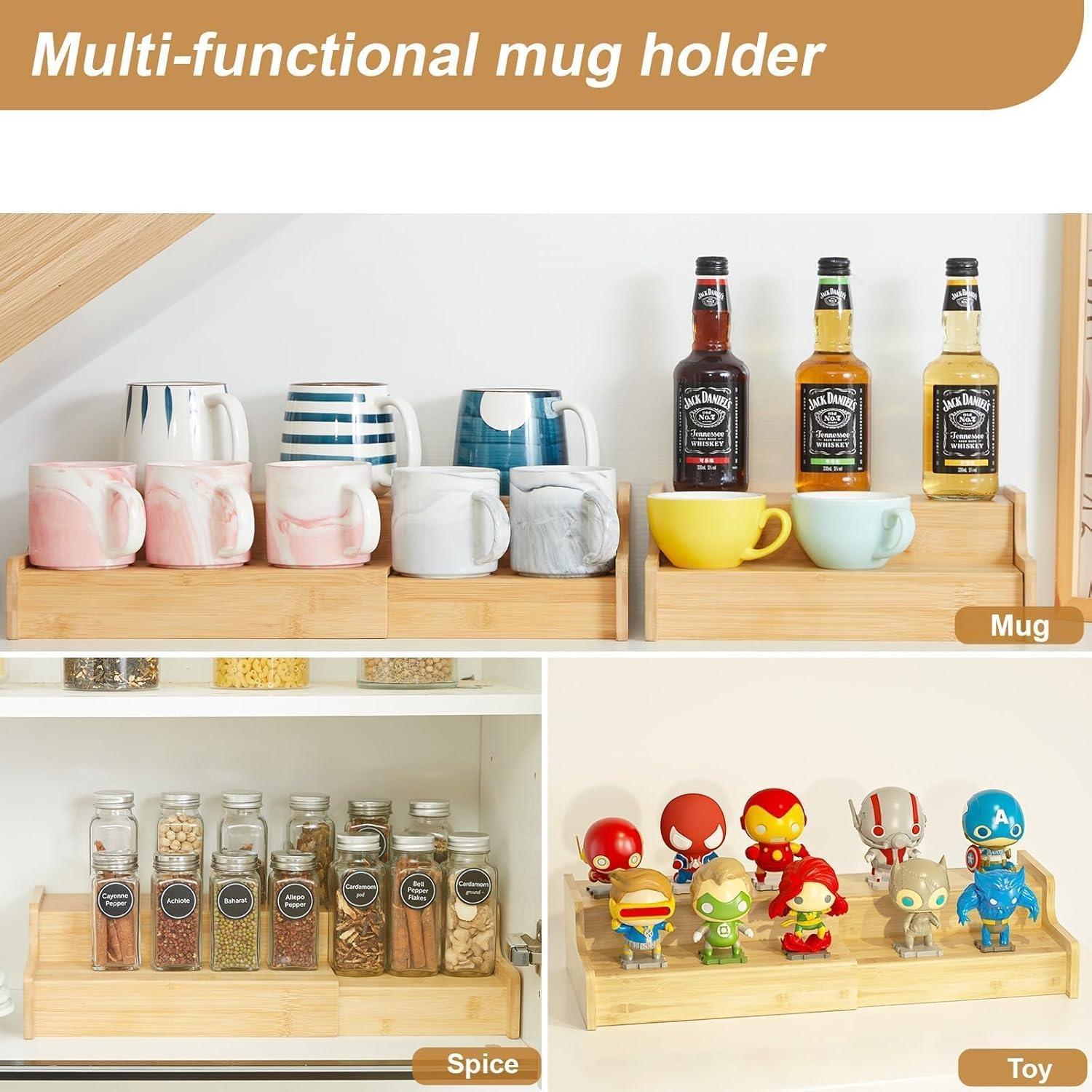 Soporte Expandible para Tazas de Bambú Hongtamoya 2 Niveles