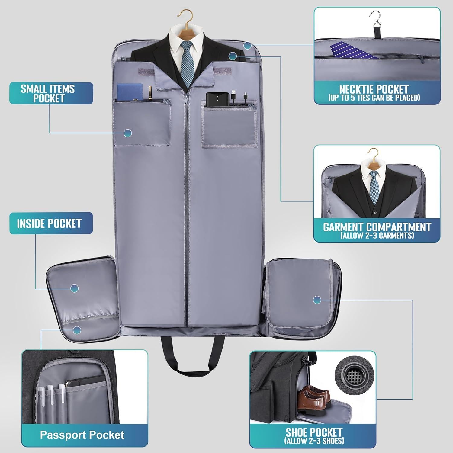 Bolsa de viaje 2 en 1 HILOMON negra con compartimento para trajes