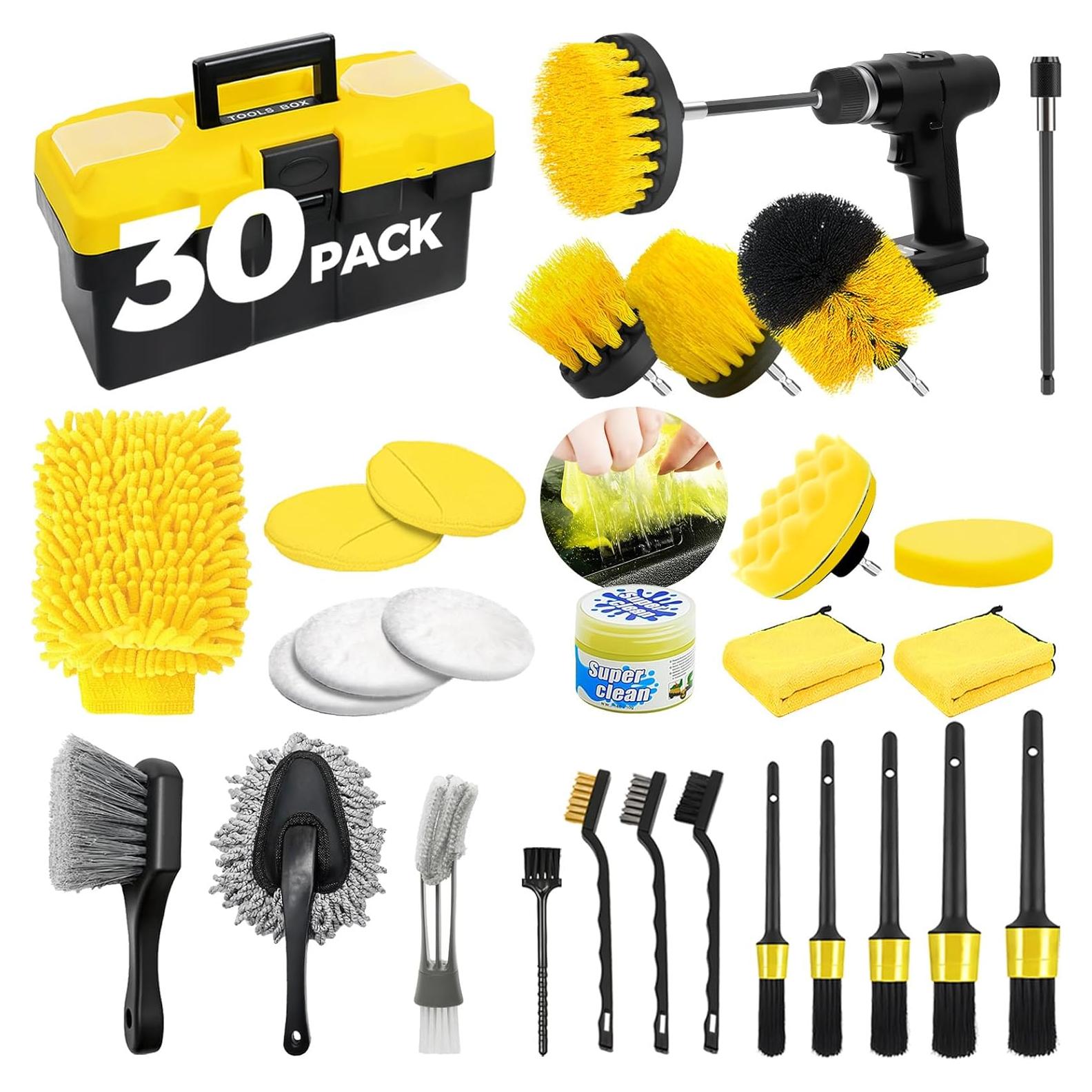 Kit de Detalle de Coche 30 Piezas ALFLOD - Limpieza Interior y Exterior