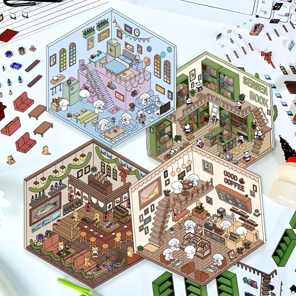 Pegatinas 3D OYEONE para Crear Escenas de Caricatura - 16 Piezas