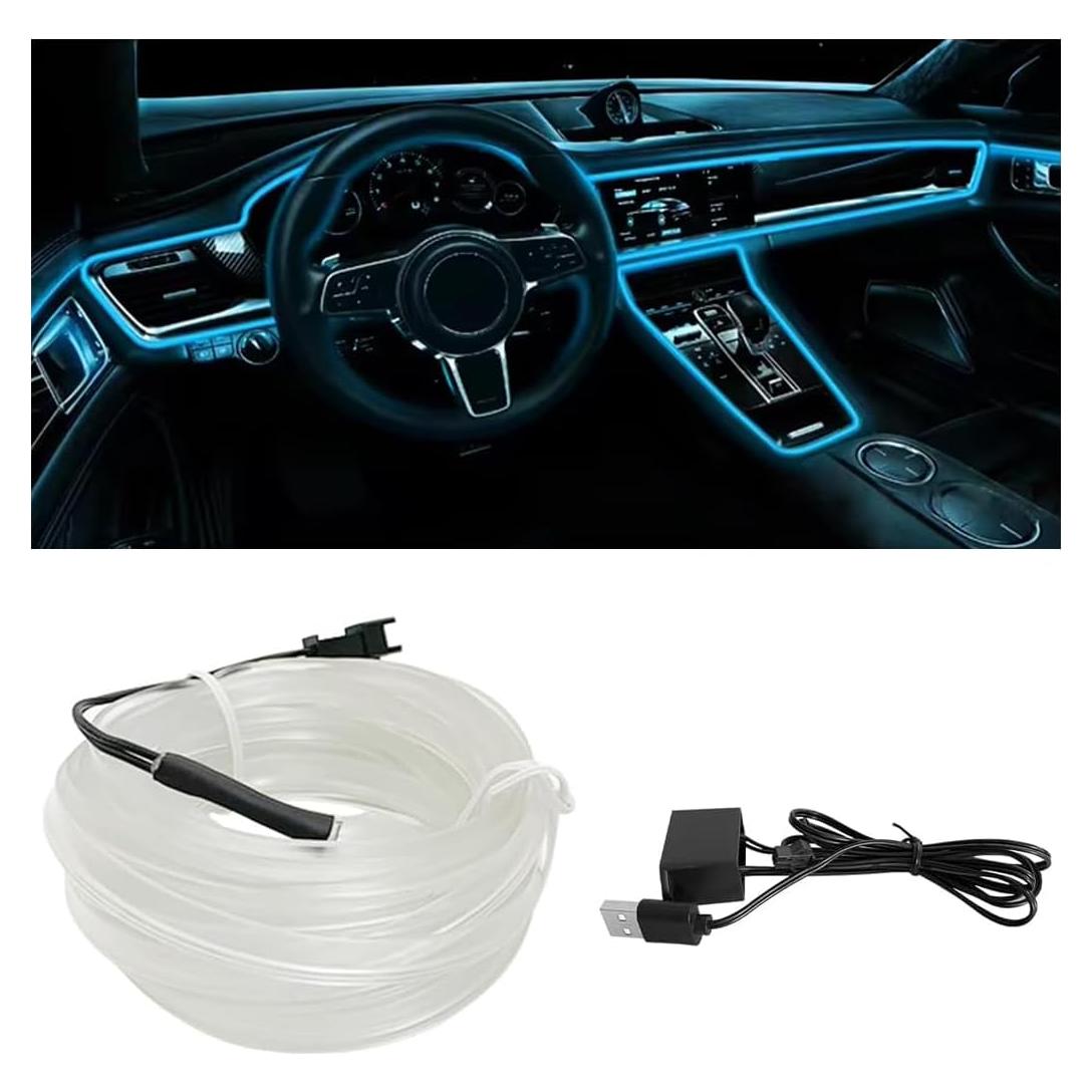 Tiras de luces LED para interiores de automóviles KHGUZ 5m USB Azul