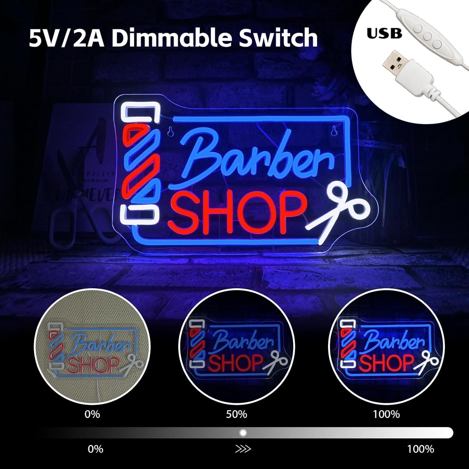 Luz de Neón LED Looklight Barber Shop 37x22 cm Dimmable